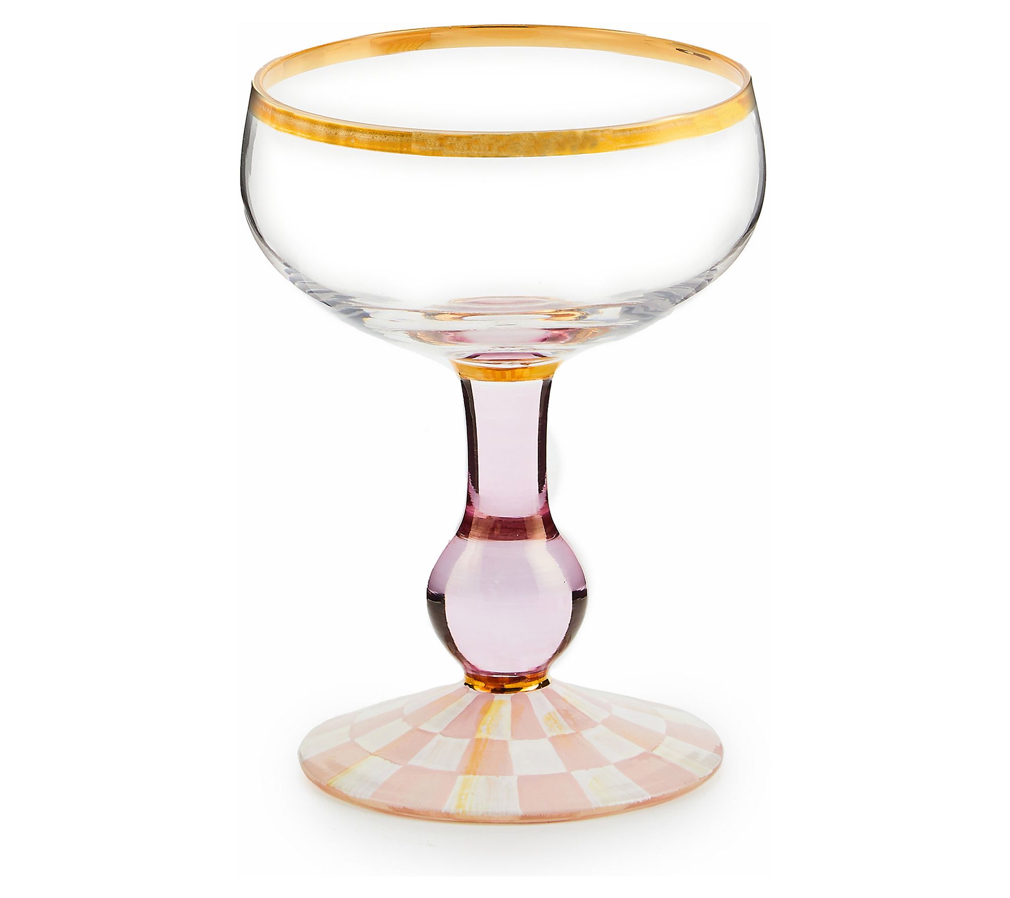 MacKenzie-Childs Rosy Check Coupe Glass