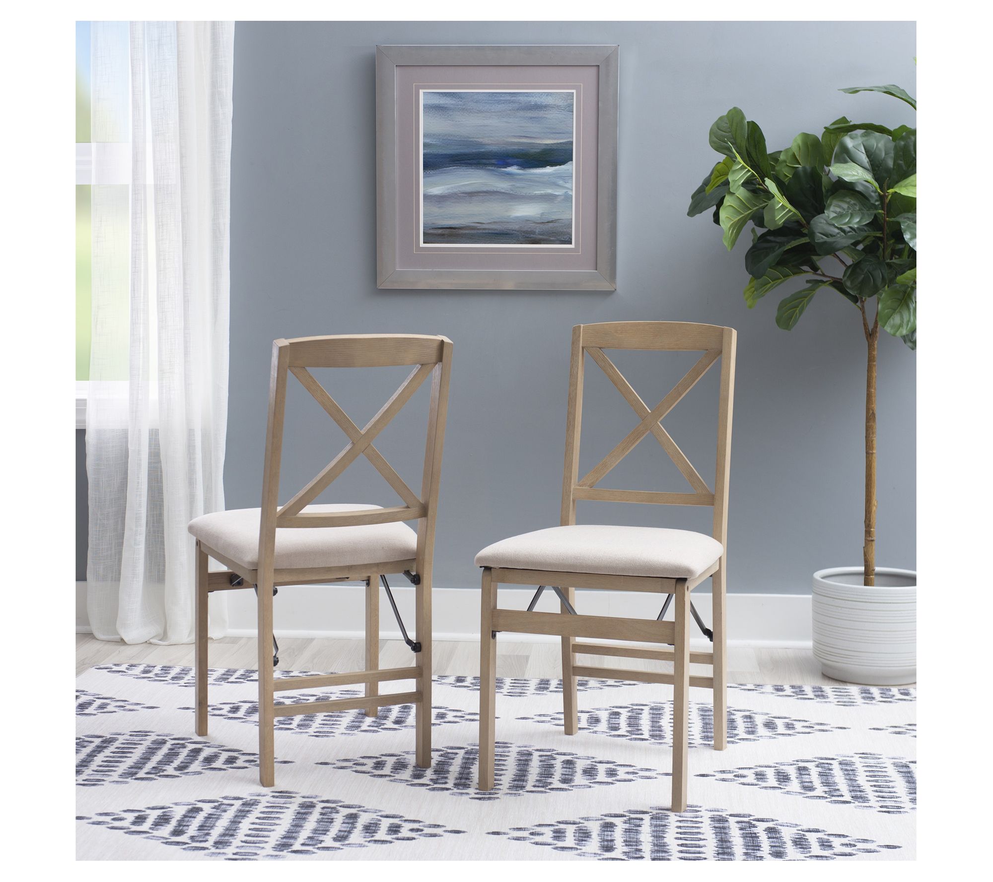 Linon Home Decor Set of 2 Gabe X-Back Folding Chairs