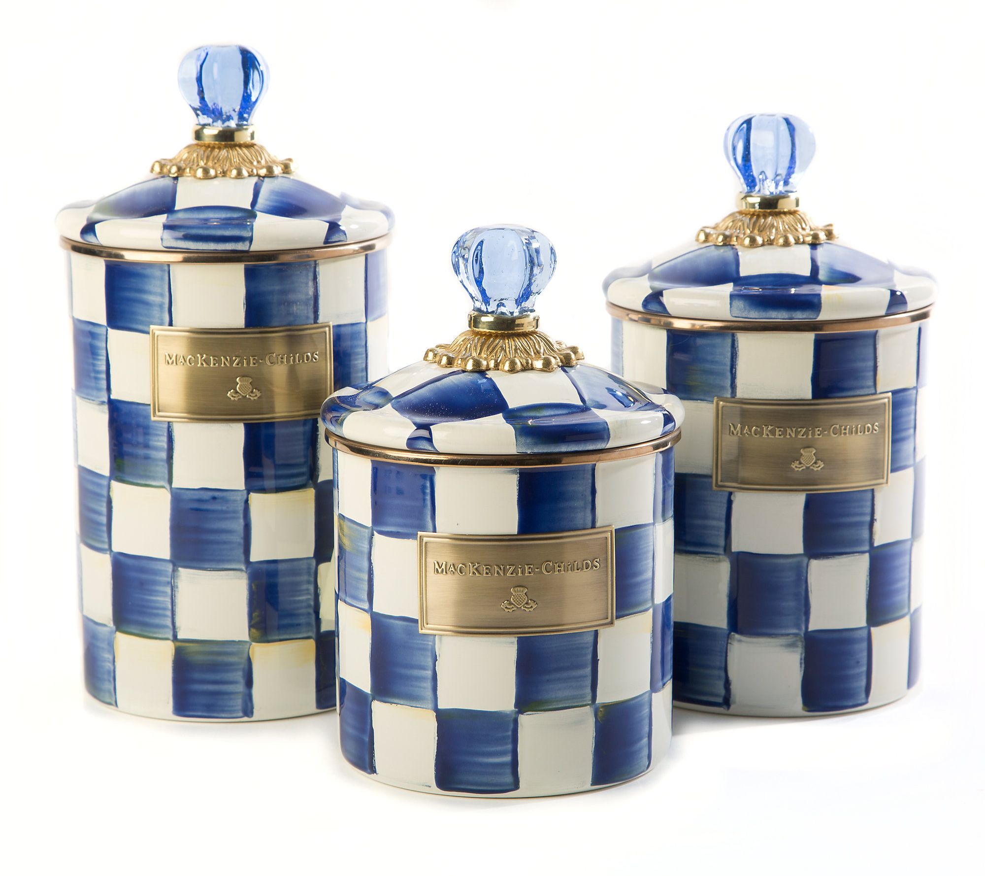 "As Is" Mackenzie- Childs Set of 3 Enamel Canisters