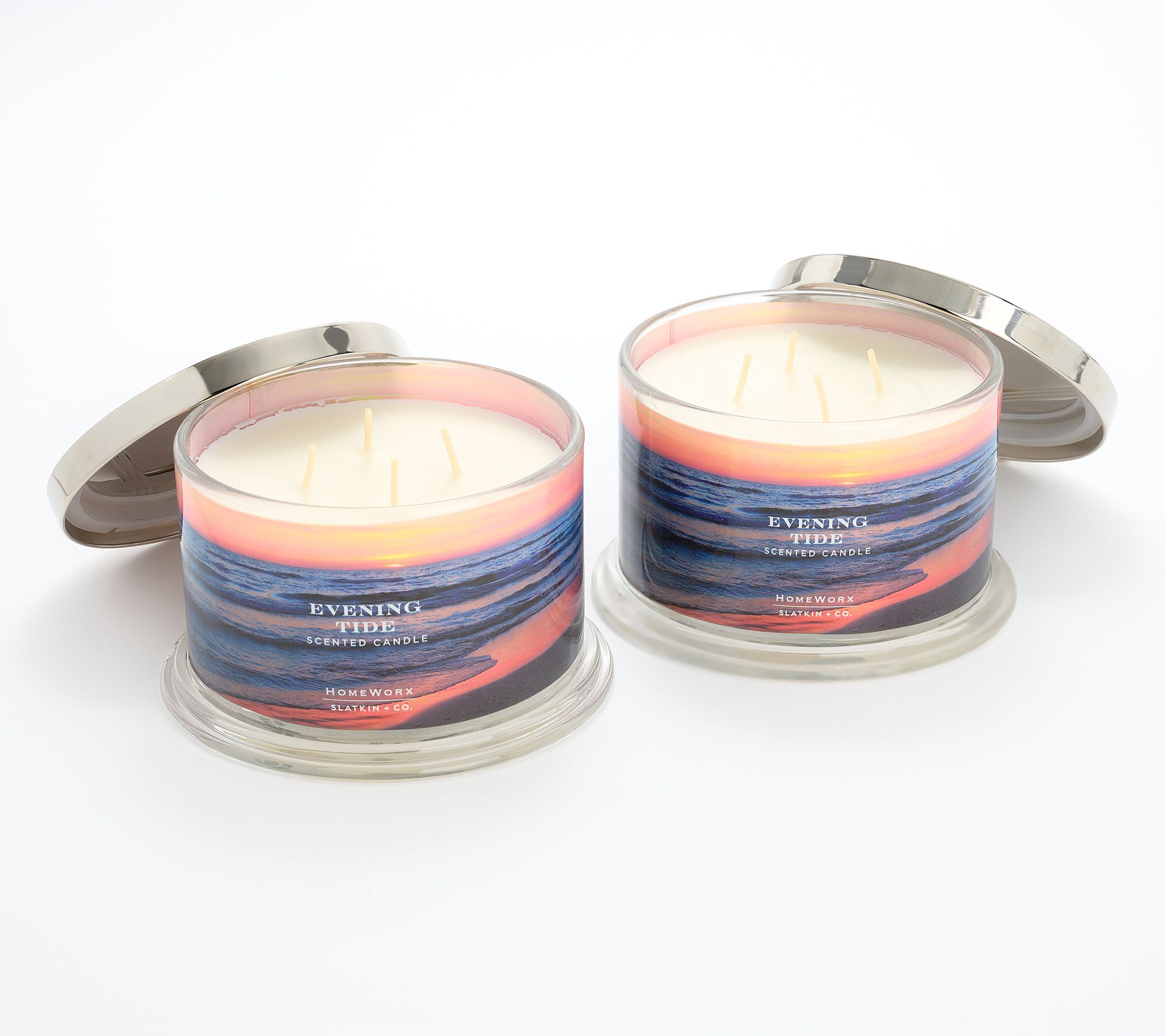 HomeWorx by Slatkin + Co. S/2 18oz Candles Evening Tide