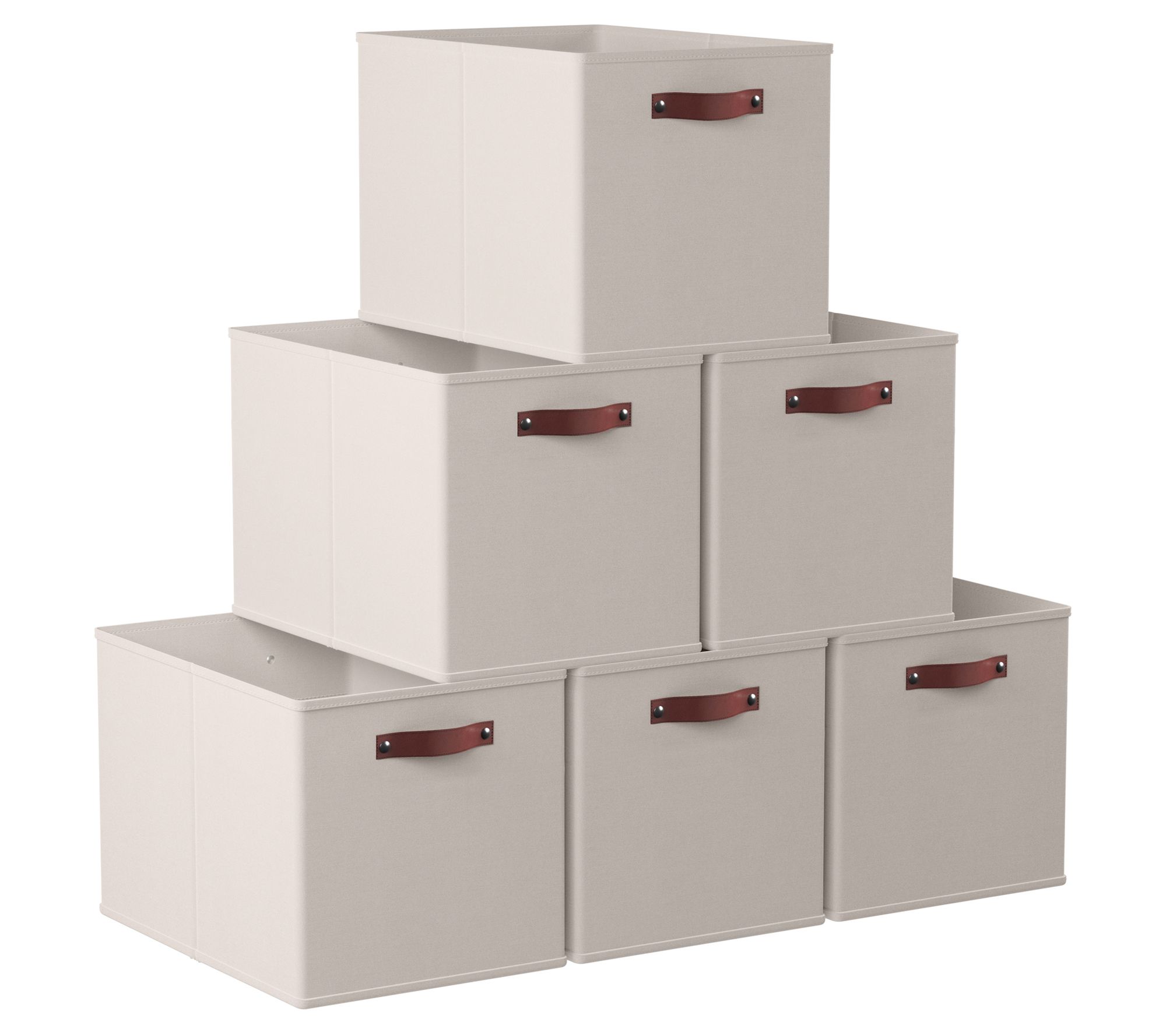 Ornavo Home S/6 Foldable Linen Kallax Storage Bins w/ Handles