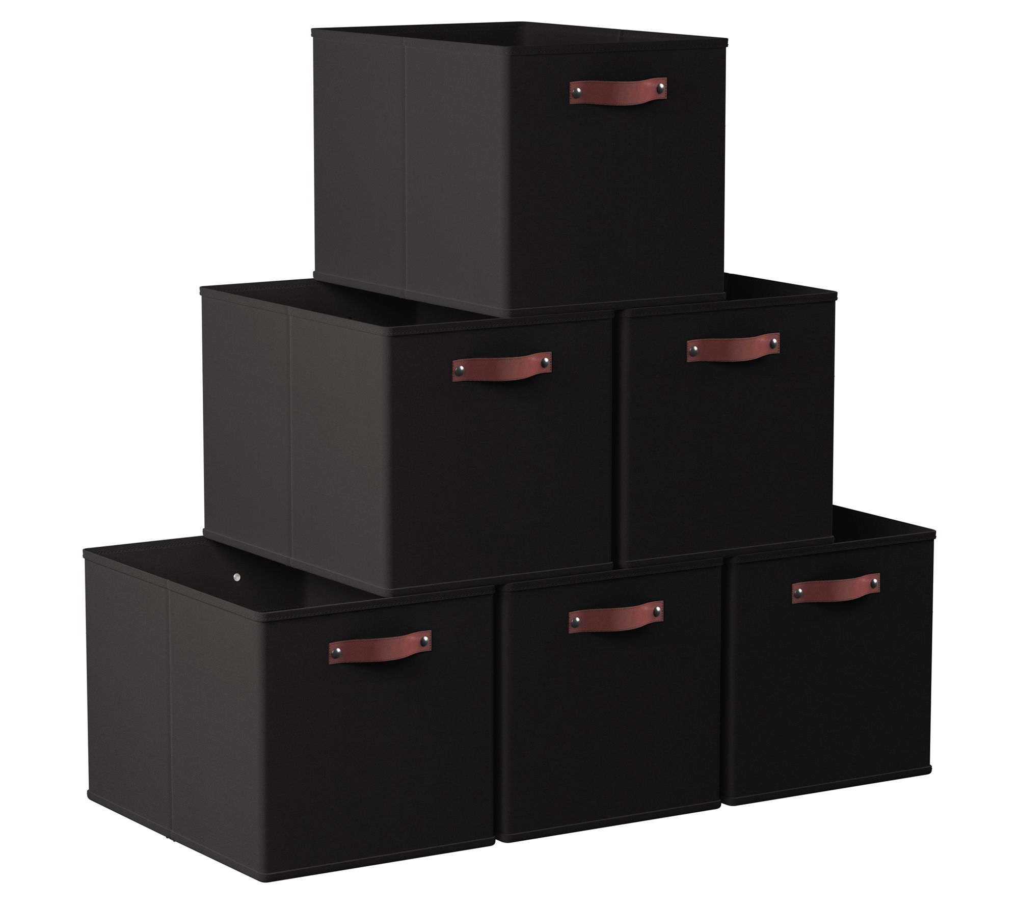 Ornavo Home S/6 Foldable Linen Kallax Storage Bins w/ Handles