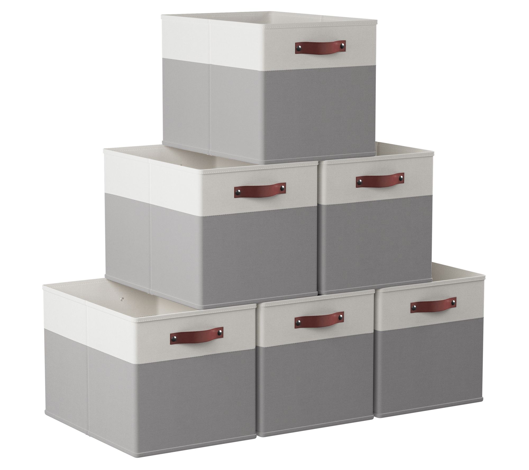 Ornavo Home S/6 Foldable Linen Kallax Storage Bins w/ Handles