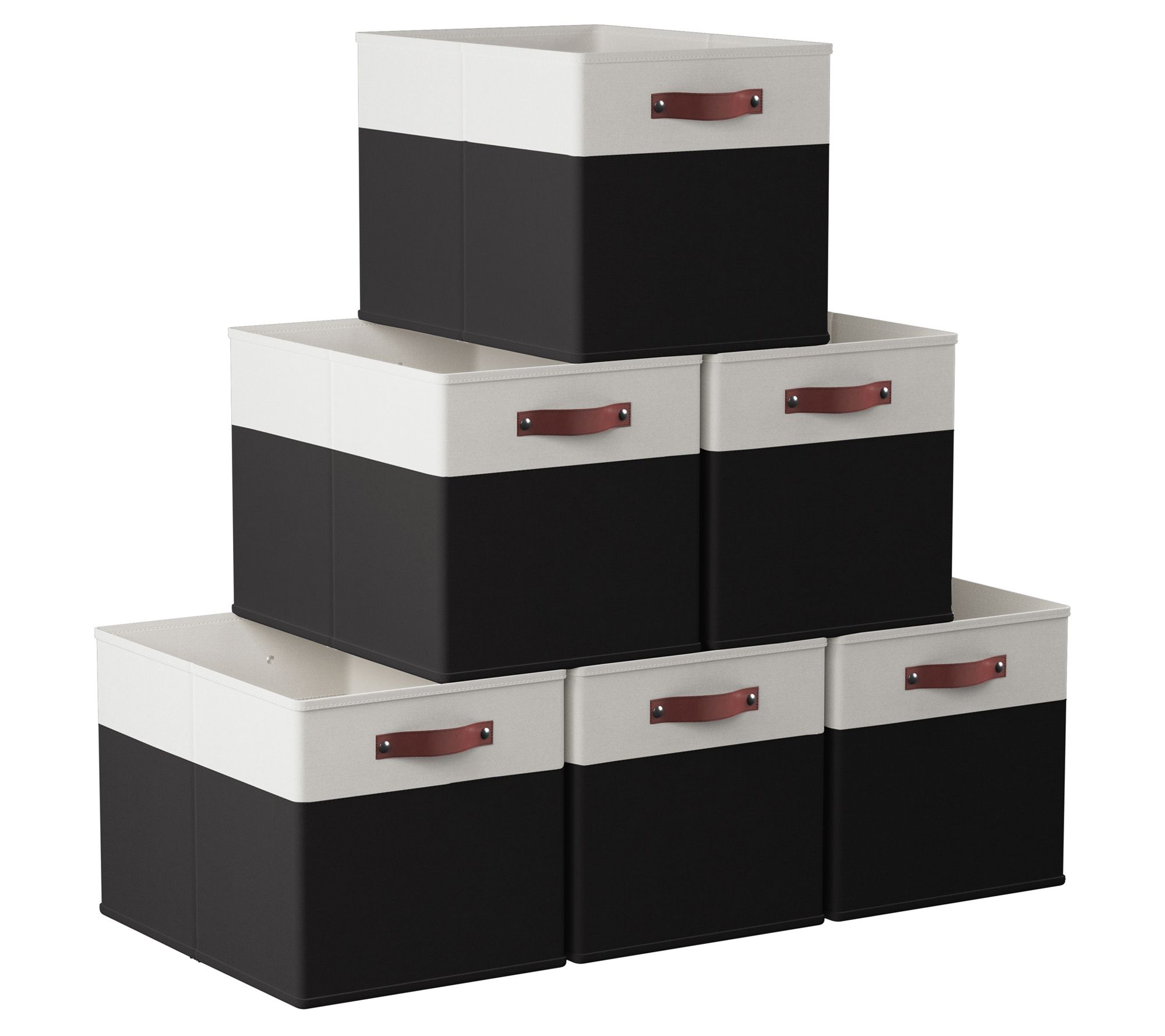 Ornavo Home S/6 Foldable Linen Kallax Storage Bins w/ Handles