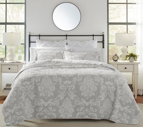 Laura Ashley Venetia Grey Twin Quilt-Sham Set