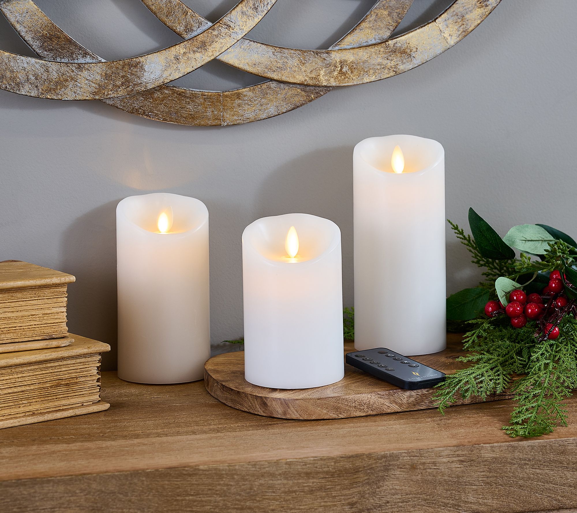 "As Is" Luminara Set of 3 Colorscape Flameless Pillars