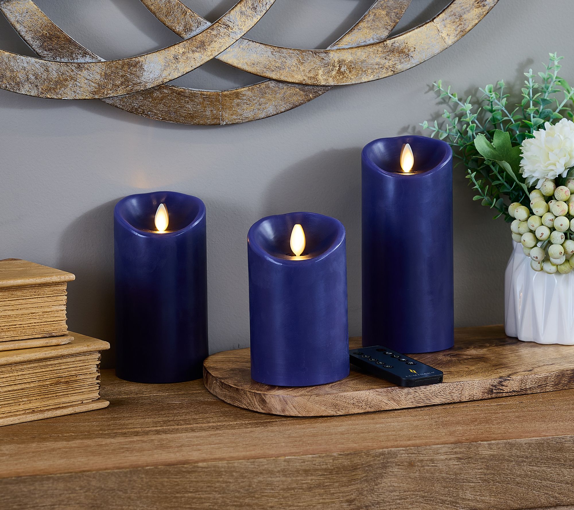 "As Is" Luminara Set of 3 Colorscape Flameless Pillars