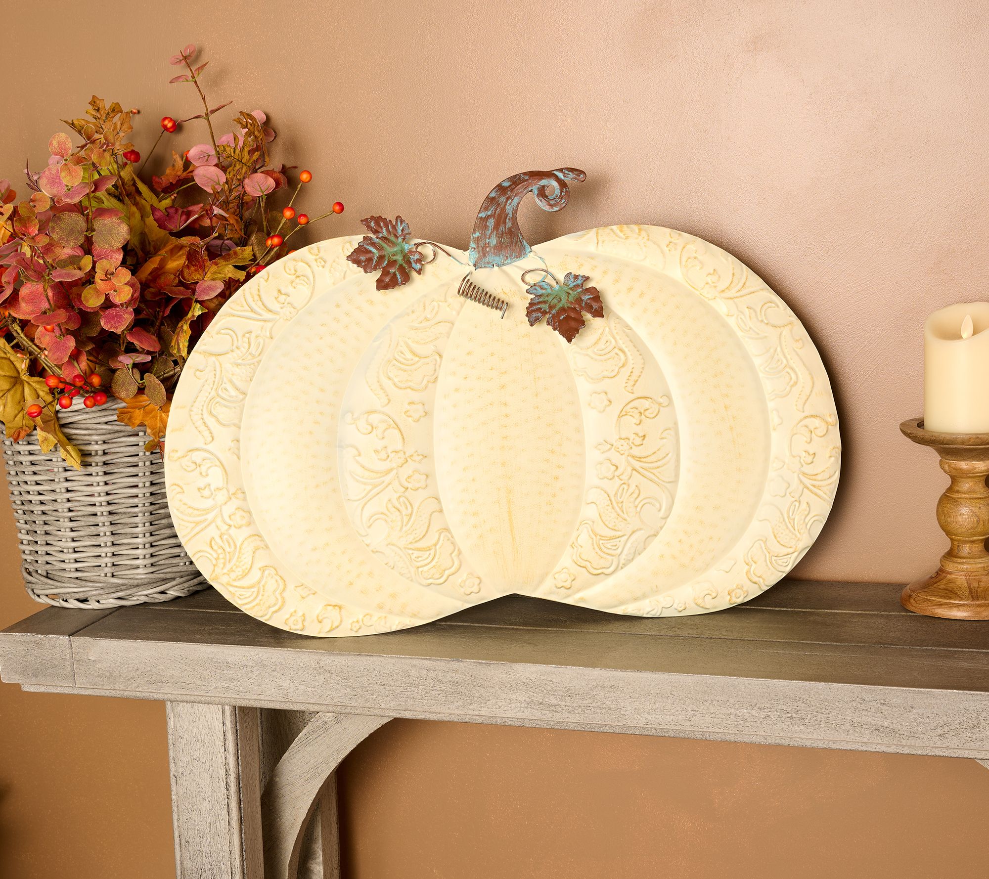 "As Is" Indoor/ Outdoor Oversized Metal Pumpkin with Stand