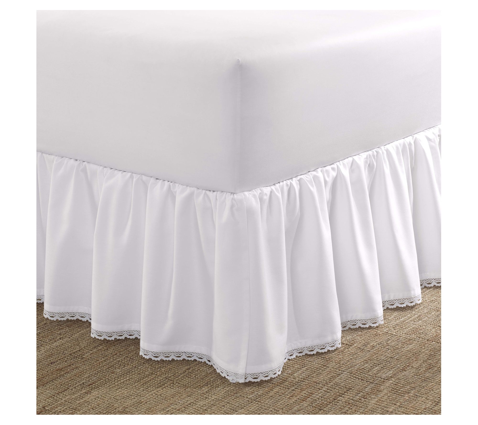 Laura Ashley Crochet White Queen Ruffled Bedskirt