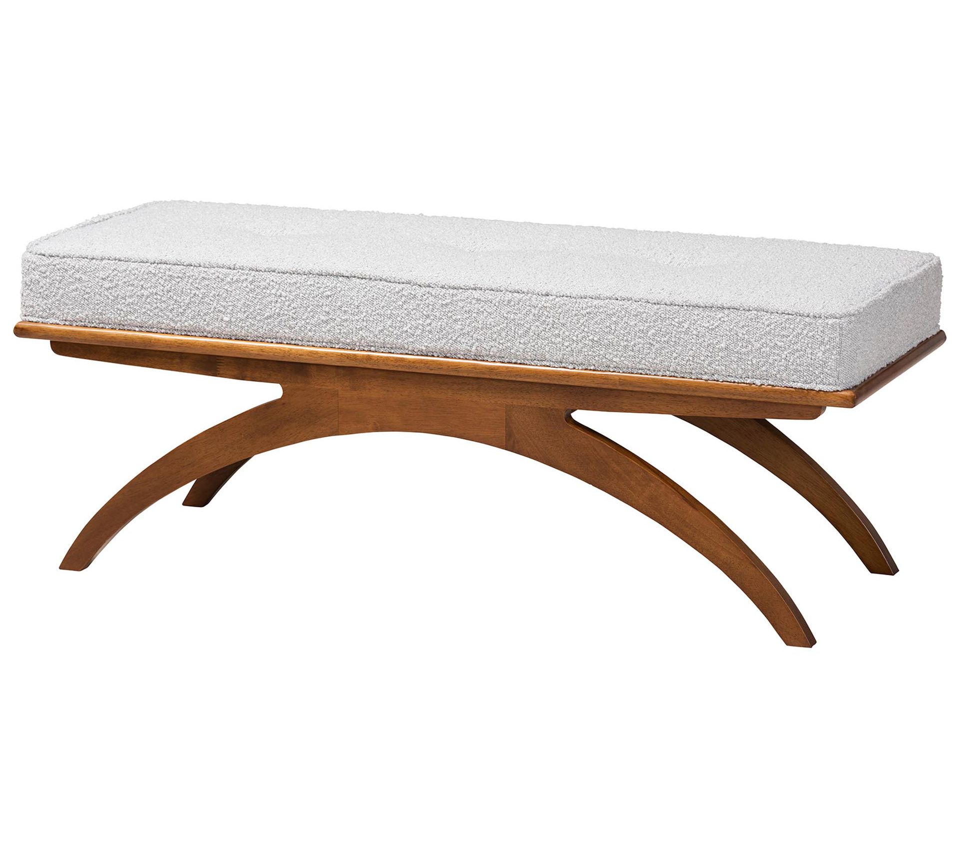 Baxton Studio Orella Boucle Fabric and Wood Bench