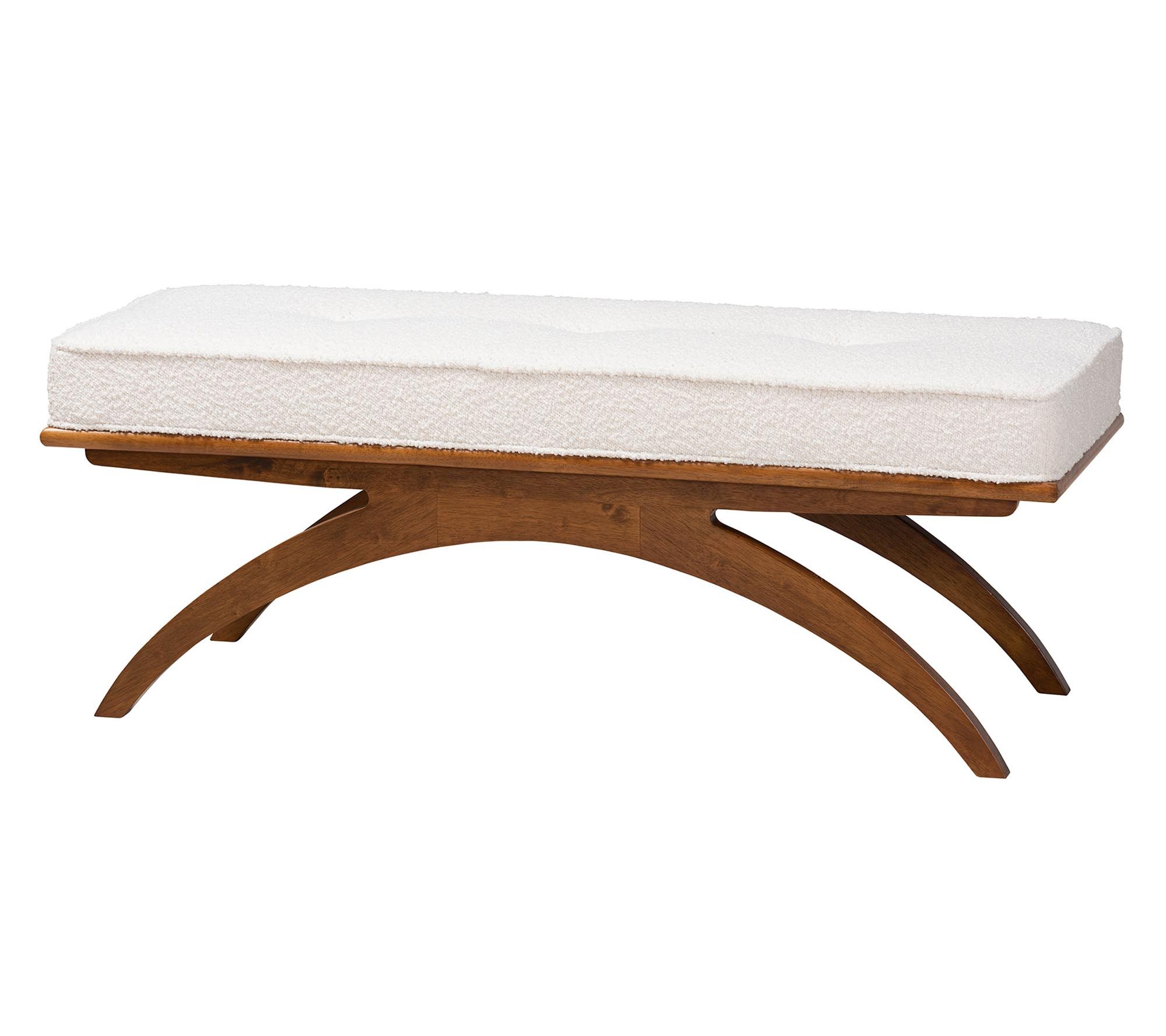 Baxton Studio Orella Boucle Fabric and Wood Bench