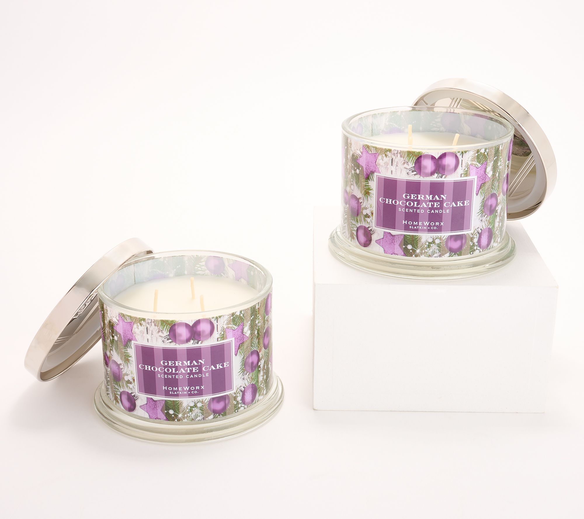 "As Is" HomeWorx by Slatkin + Co. S/2 Christmas 14oz Candles