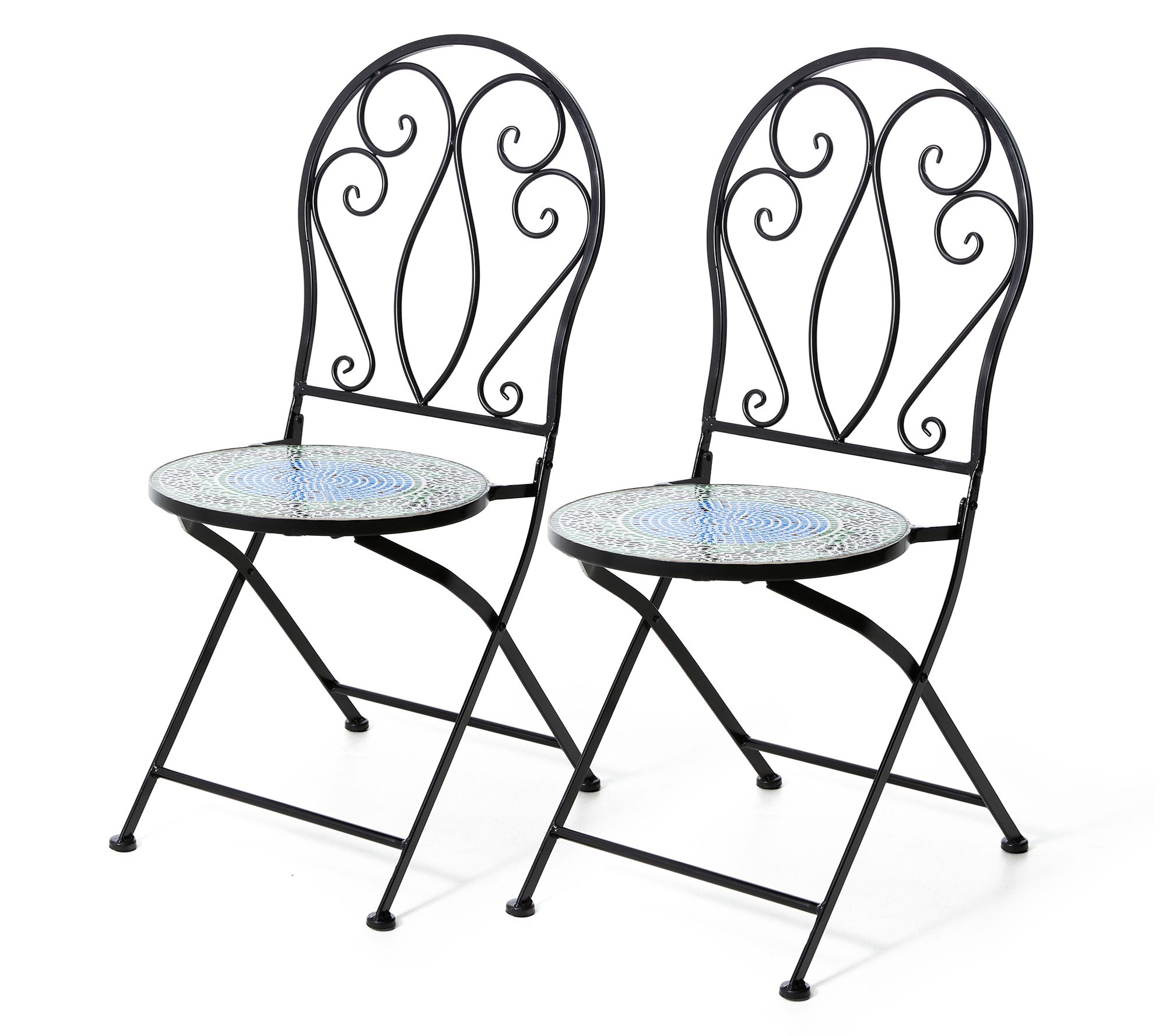Glitzhome 37"H Indoor Outdoor Metal Folding  Bistro Chairs S/2