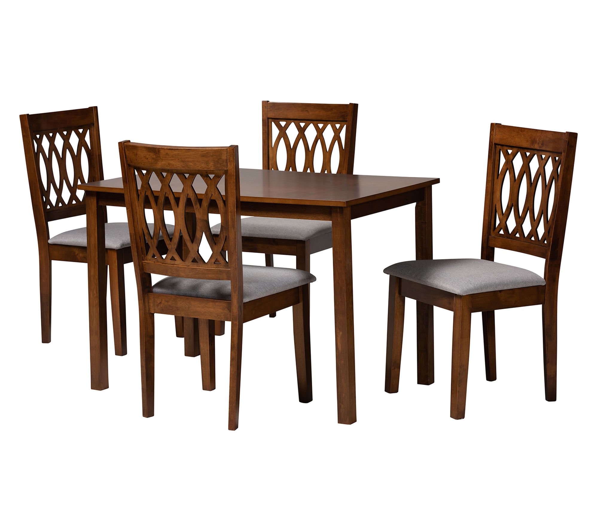 Baxton Studio Florencia Fabric and Wood 5-Piece Dining Set