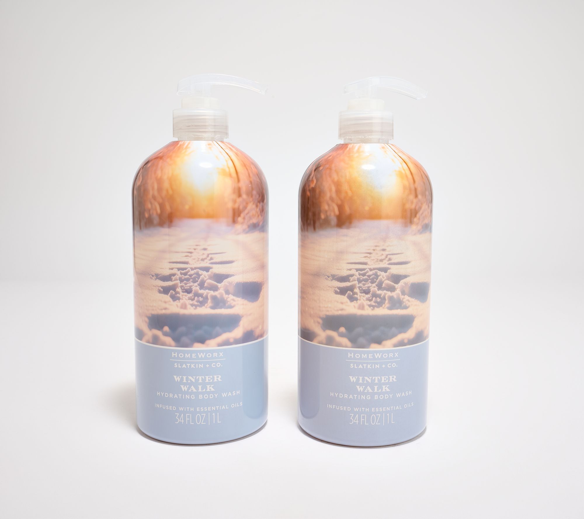 HomeWorx by Slatkin + Co. S/2 34oz Winter Walk Body Wash