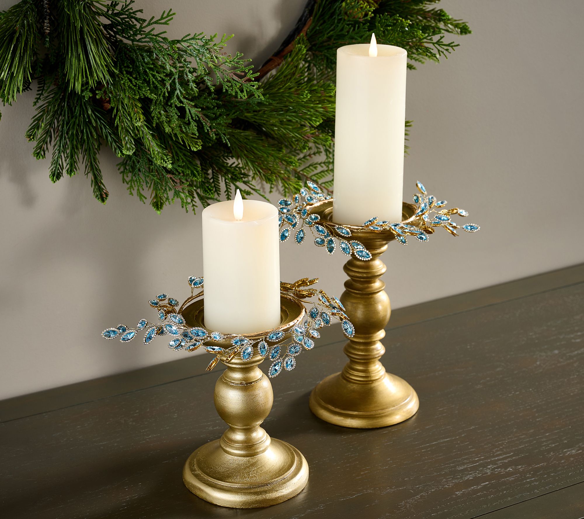 Set of 2 Faceted Gem Candle Rings by Valerie