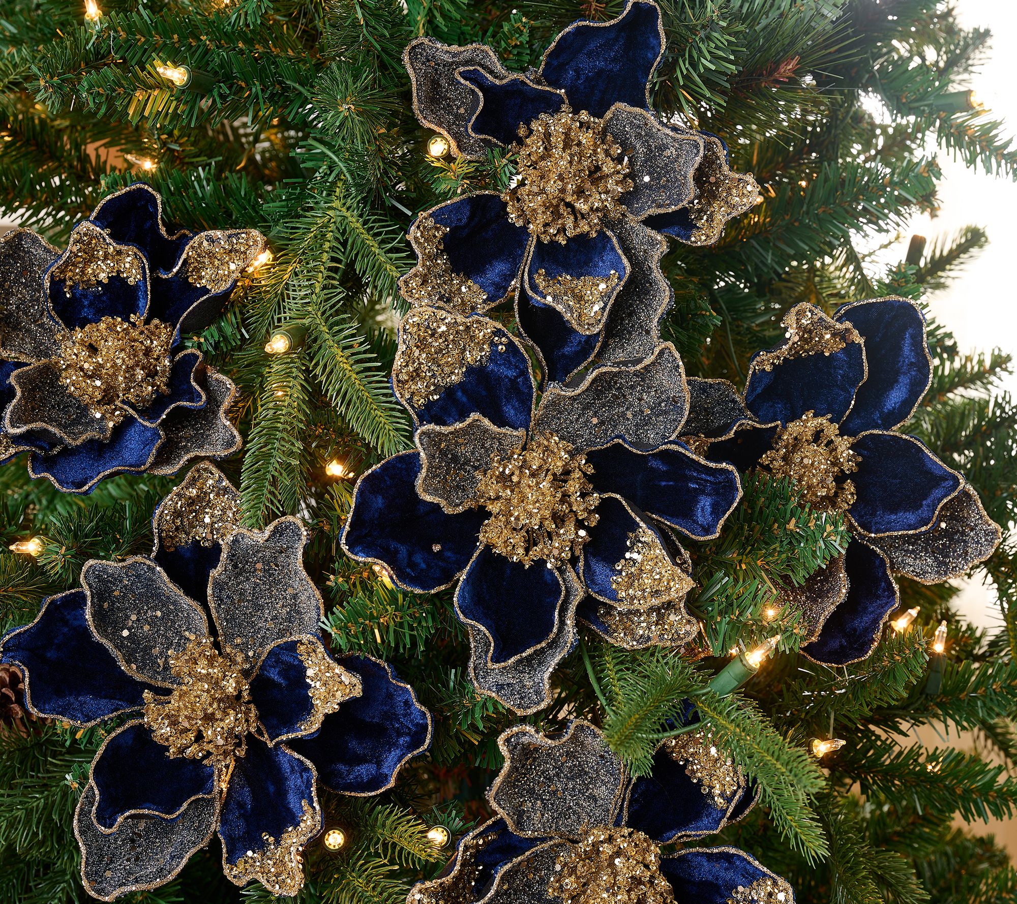 Set of 6 Glittered Magnolia Clips by Valerie