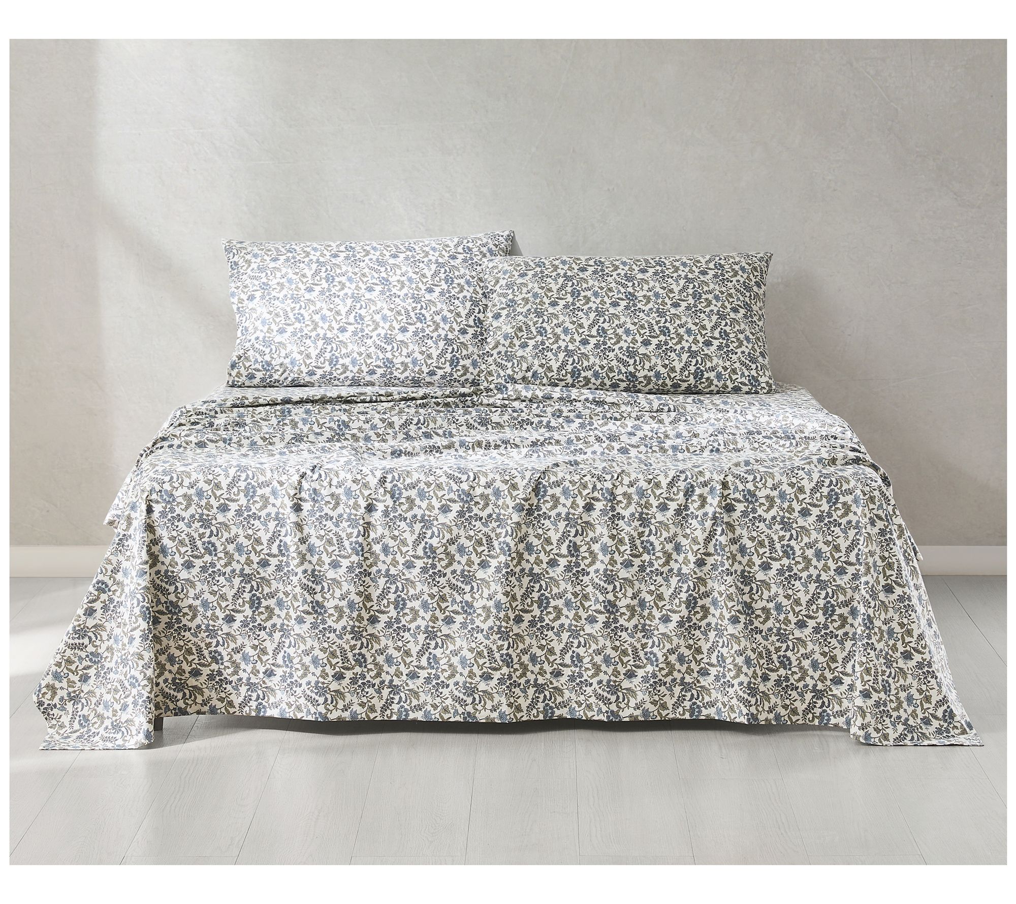 Lush Decor Lillian Block Print Cotton Sheet SetBlue 4-Pc King