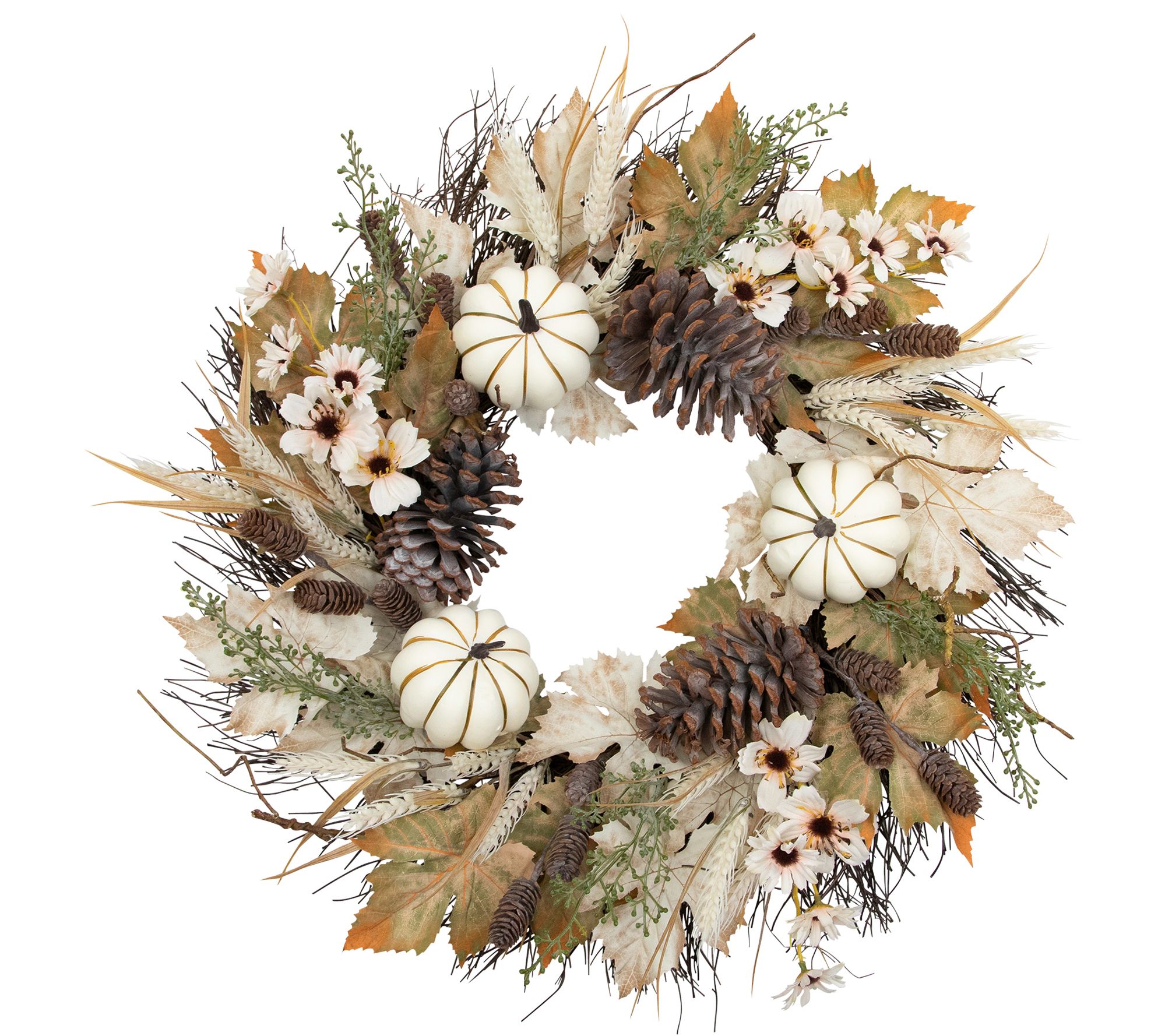 Northlight Pumpkin and Pinecone Harvest Wreath 24" Unlit