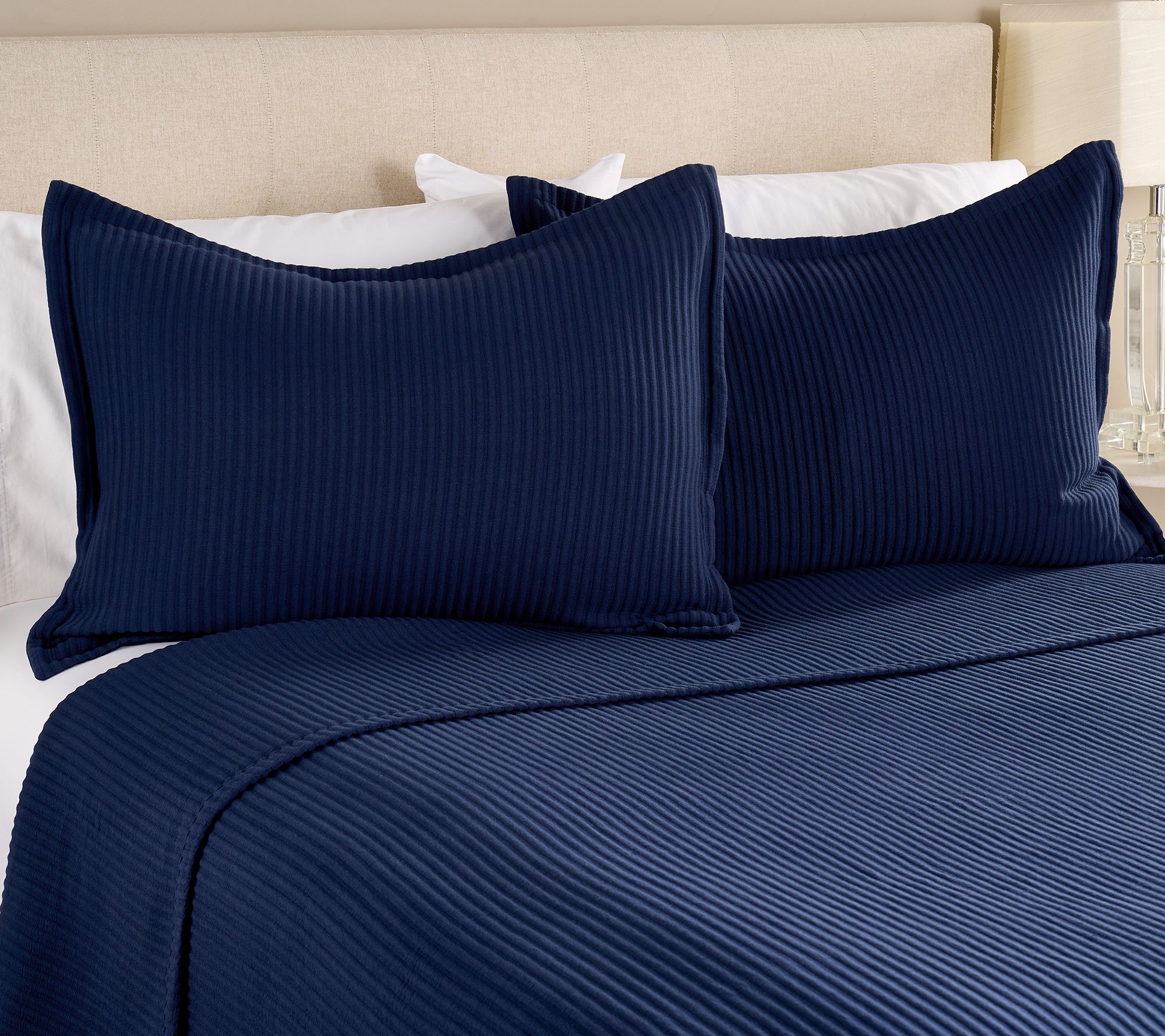 "As Is" Hotel du Cobb Cotton Jacquard Coverlet and Sham Set- Queen