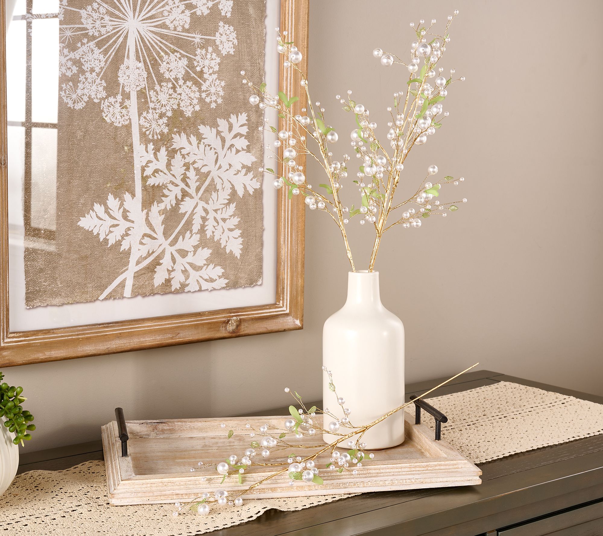 Set of (4) 24" Pearl and Leaf Stems by Valerie