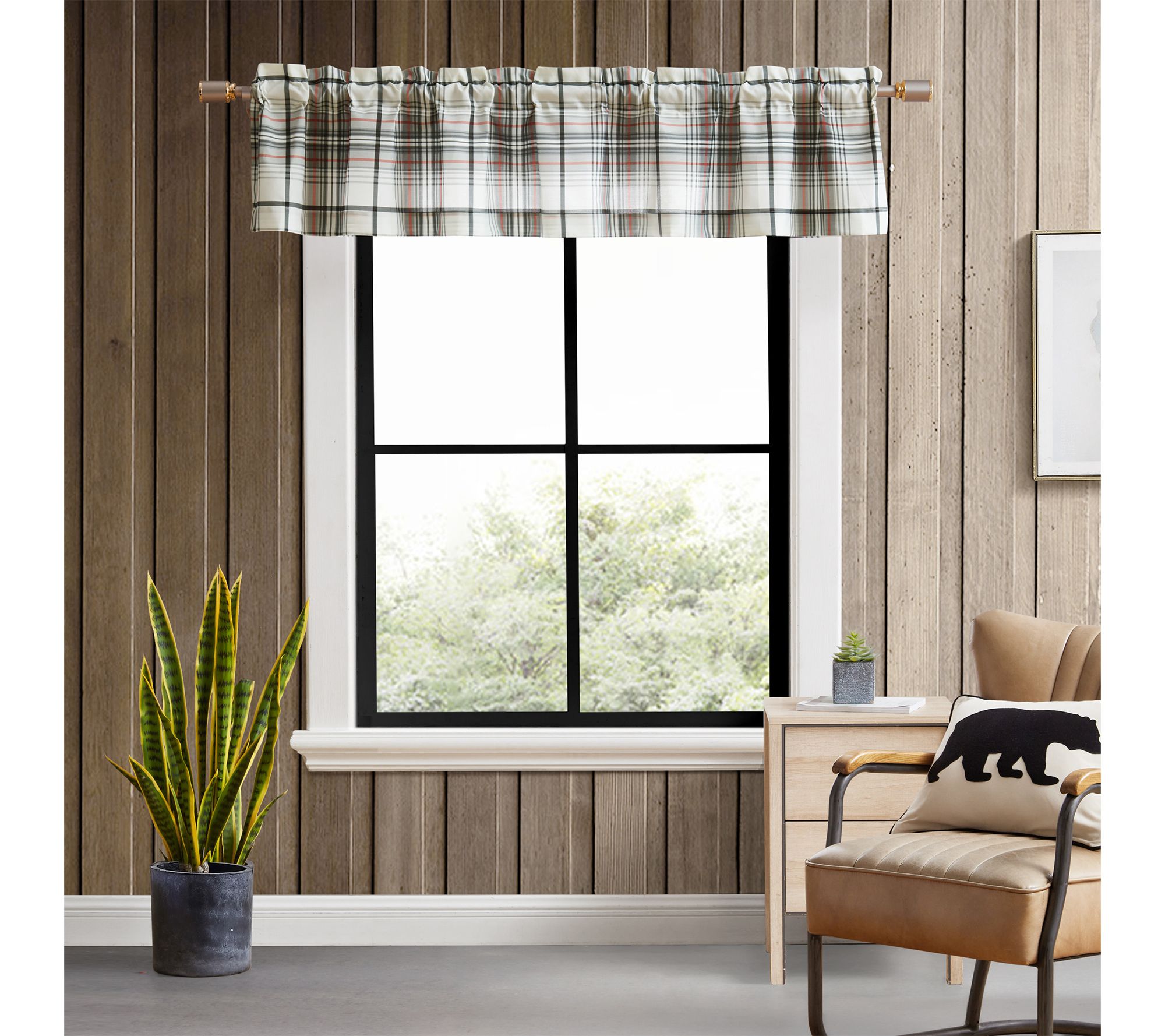 Eddie Bauer Alder Plaid Grey 86x15 Window Valance