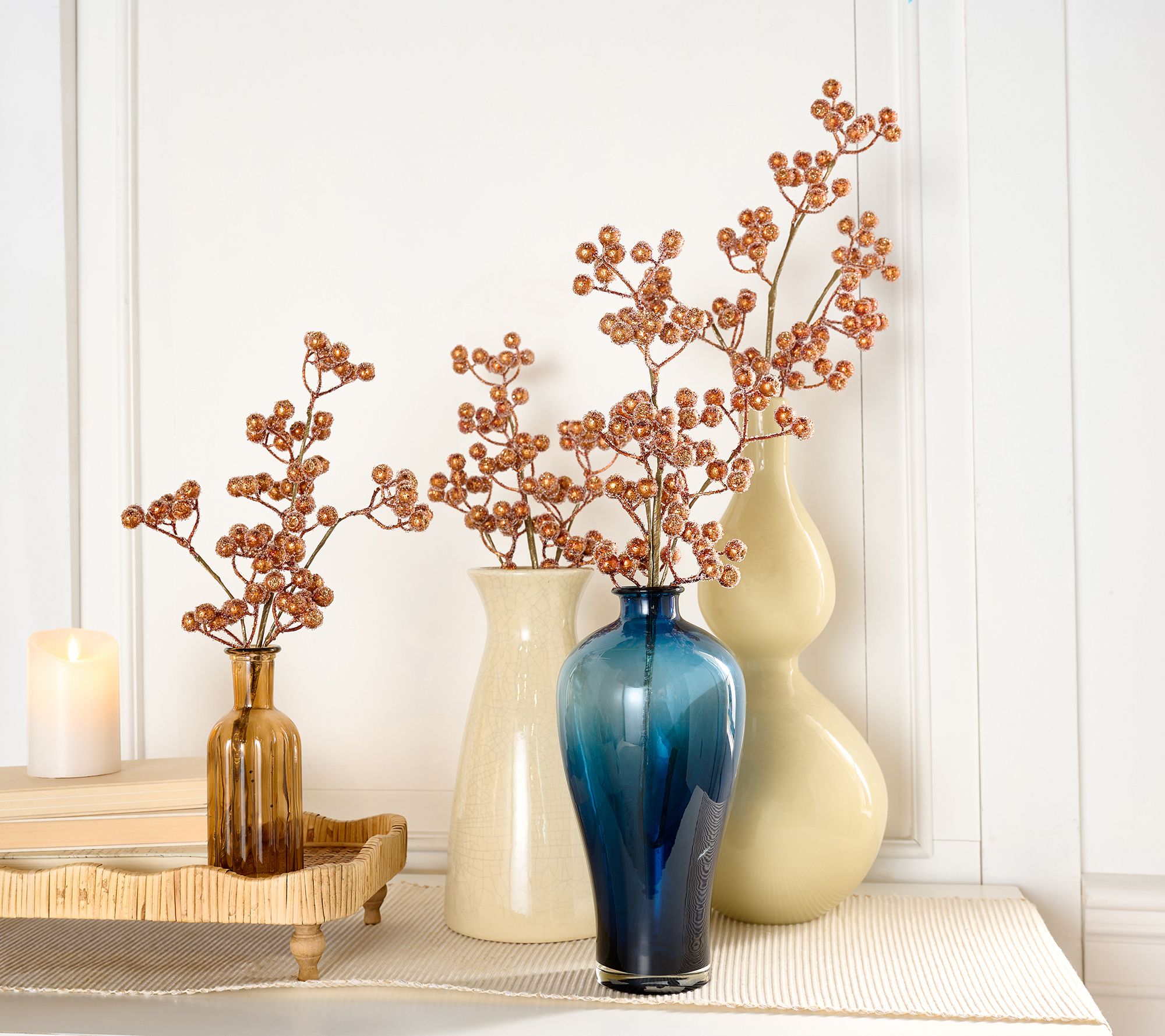 "As Is" Set of 4 Glittered Berry Picks by Valerie