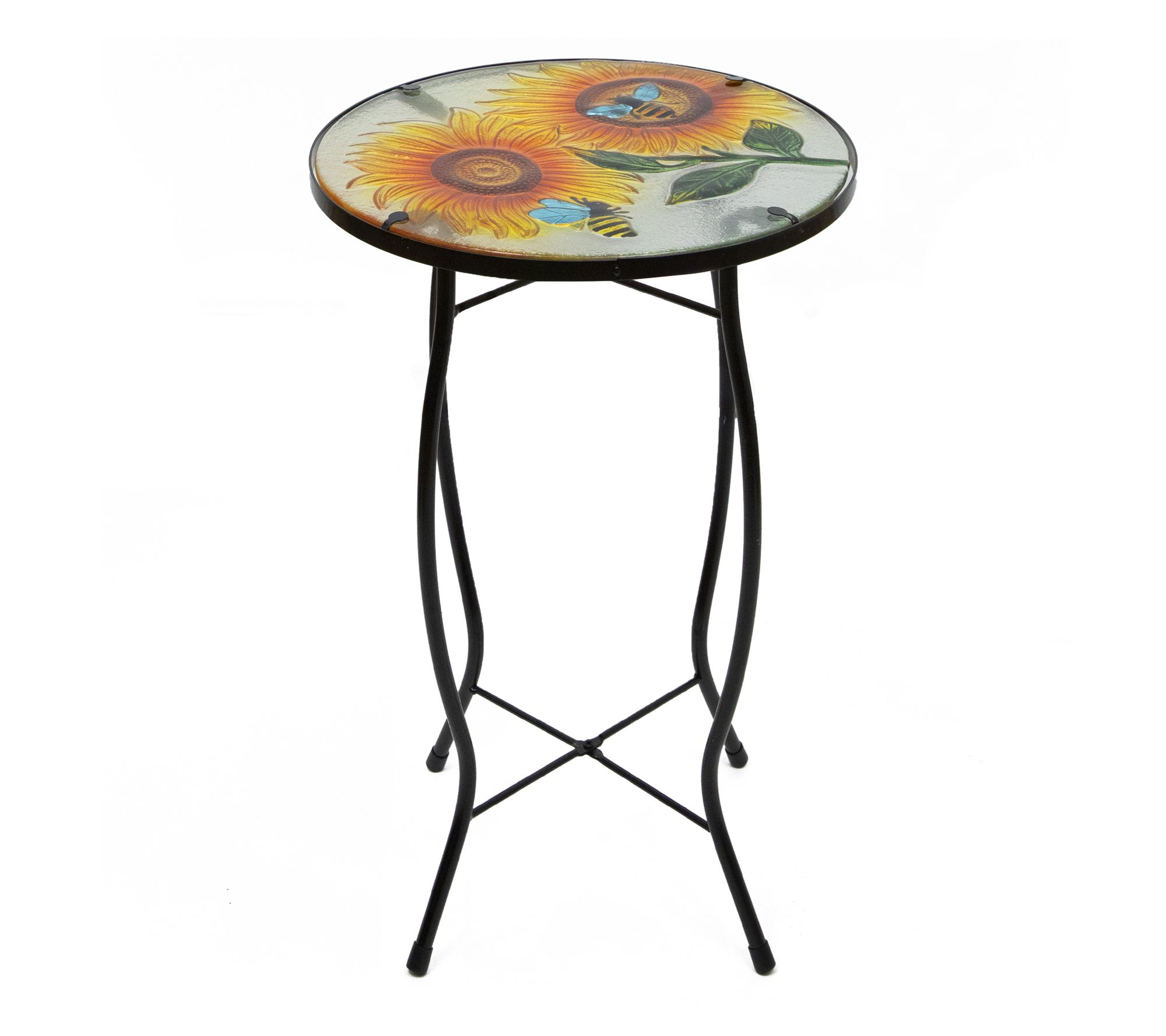 Northlight 19" Sunflower and Bumblebee Glass Patio Side Table