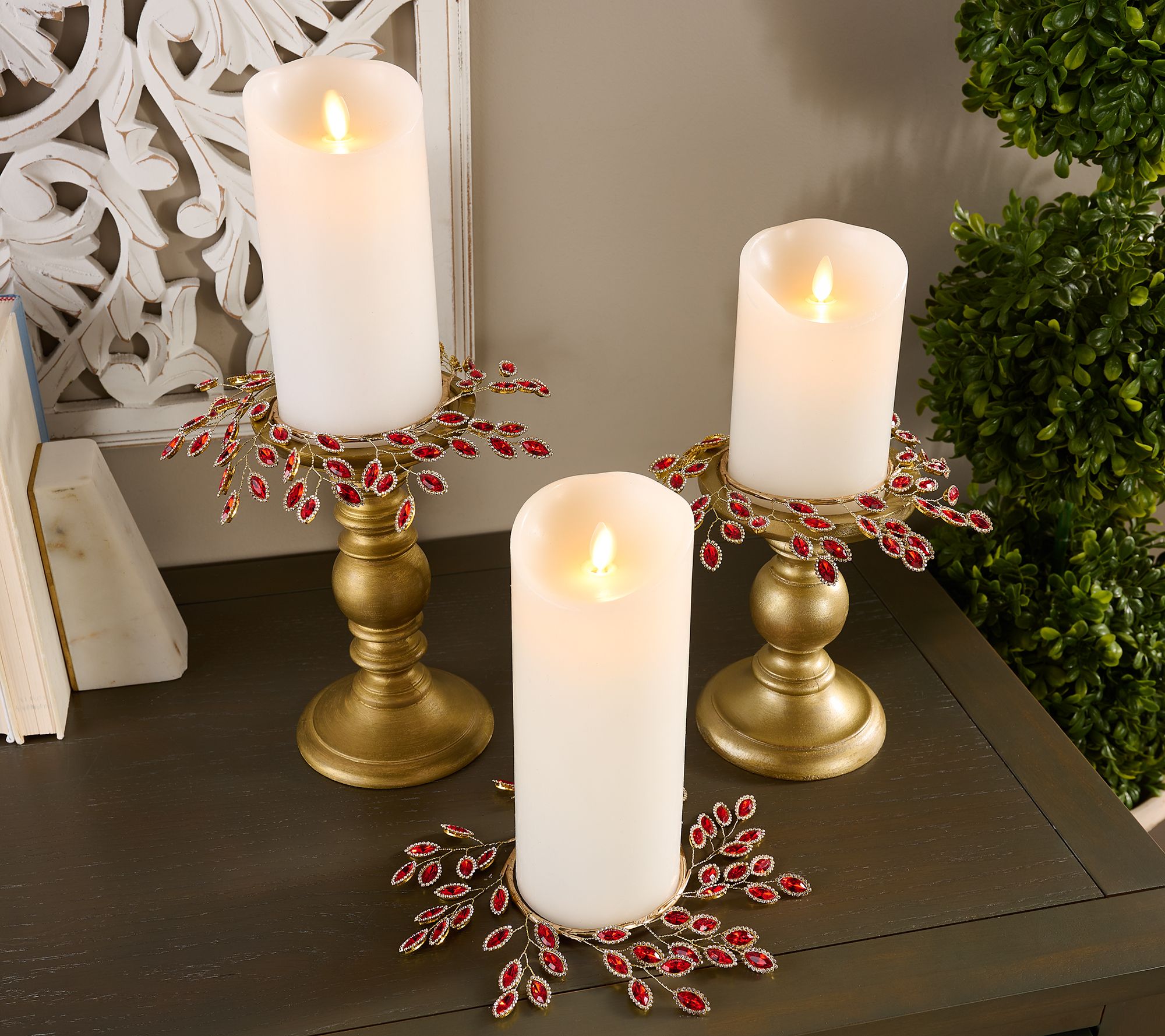 "As Is" Set of 3 Faceted Gem Candle Rings by Valerie