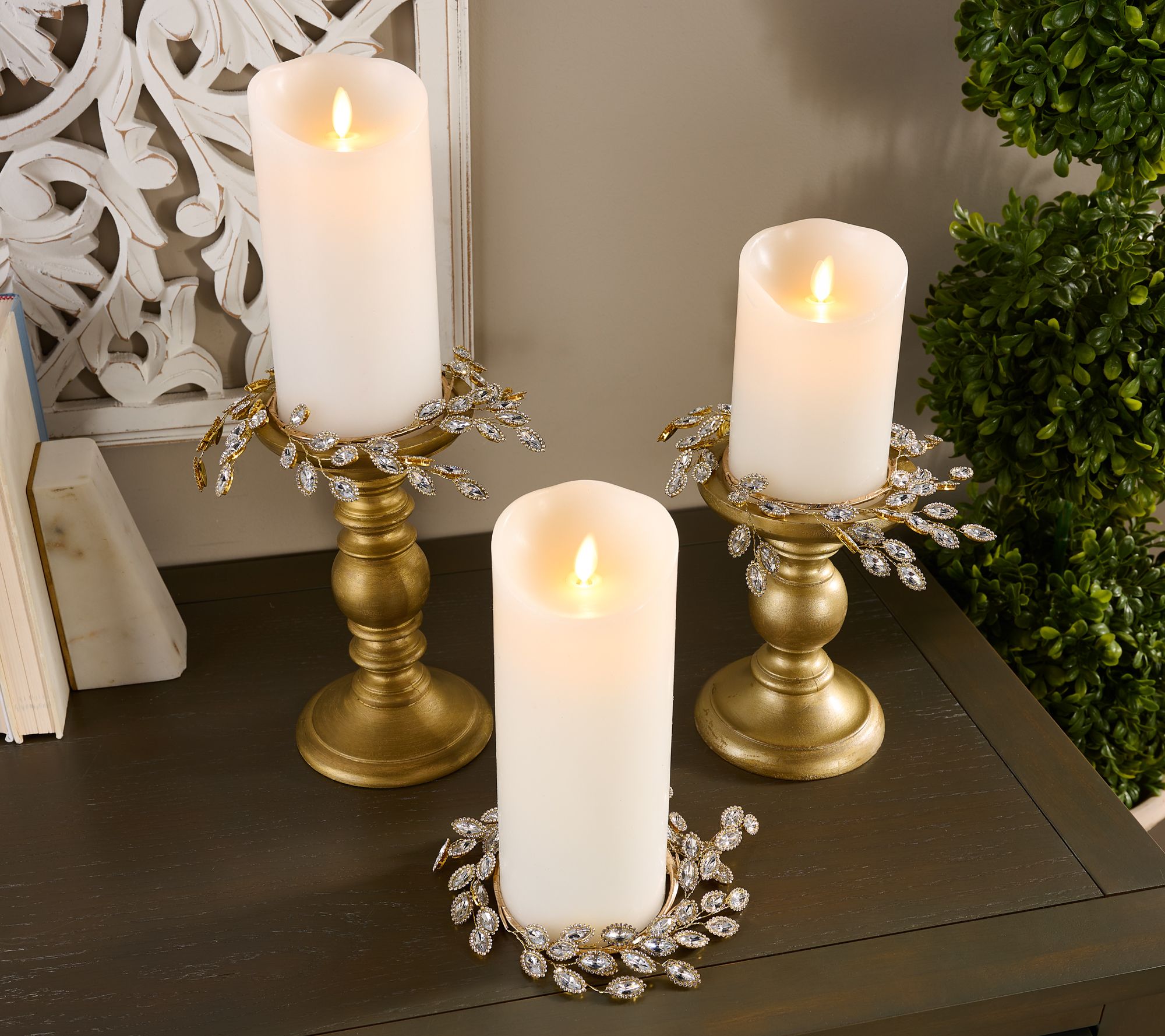 "As Is" Set of 3 Faceted Gem Candle Rings by Valerie