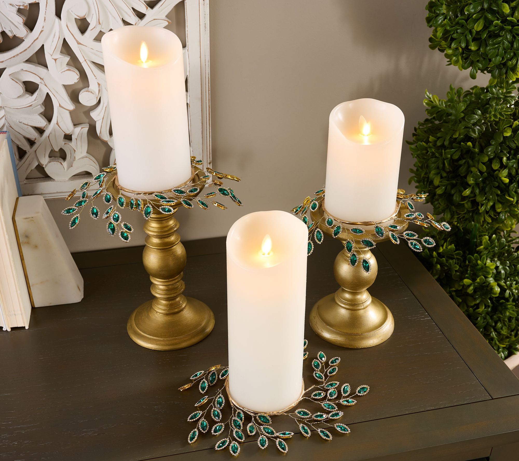 "As Is" Set of 3 Faceted Gem Candle Rings by Valerie