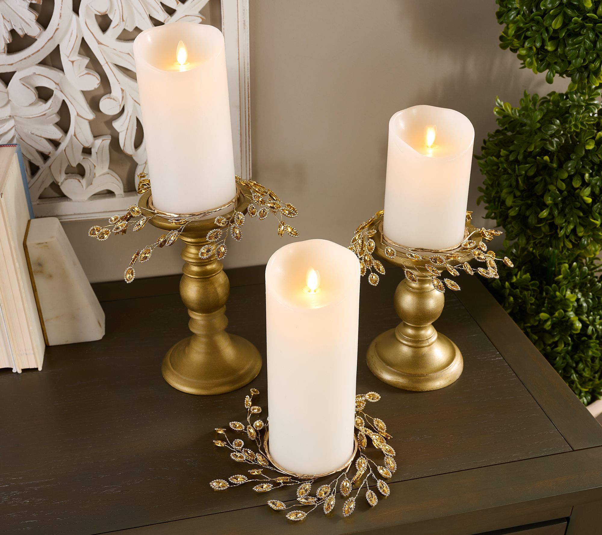 "As Is" Set of 3 Faceted Gem Candle Rings by Valerie