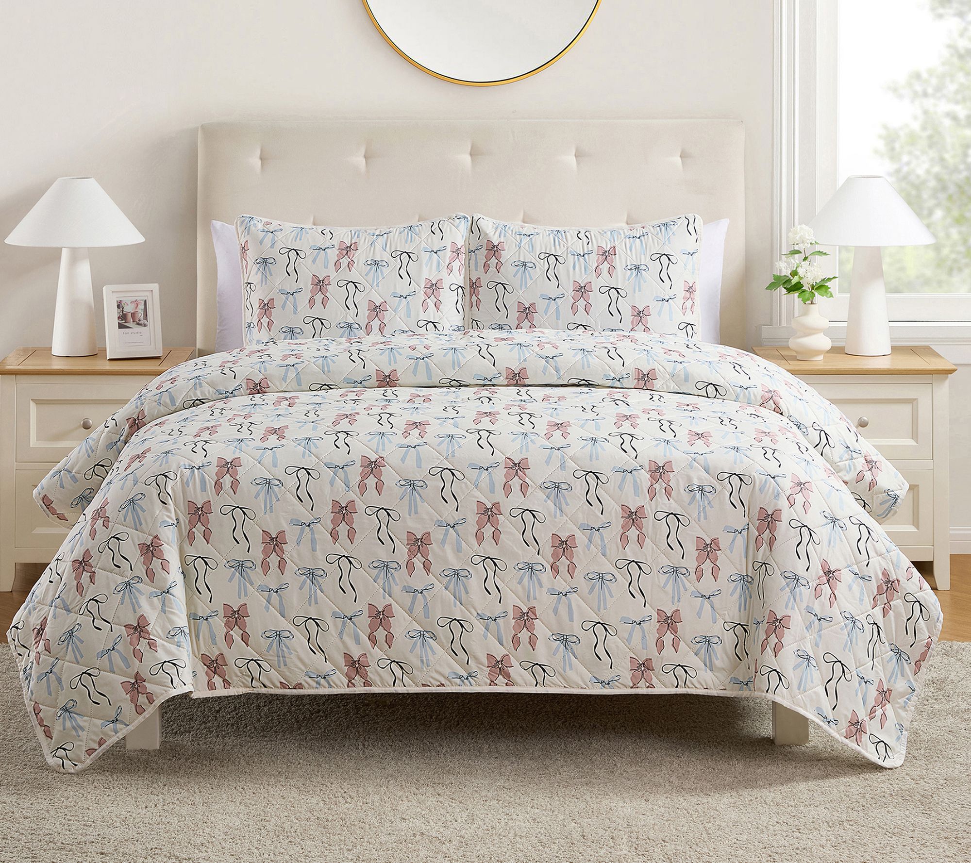 VCNY Home Multi Ribbon Pinsonic Quilt Set, Twin