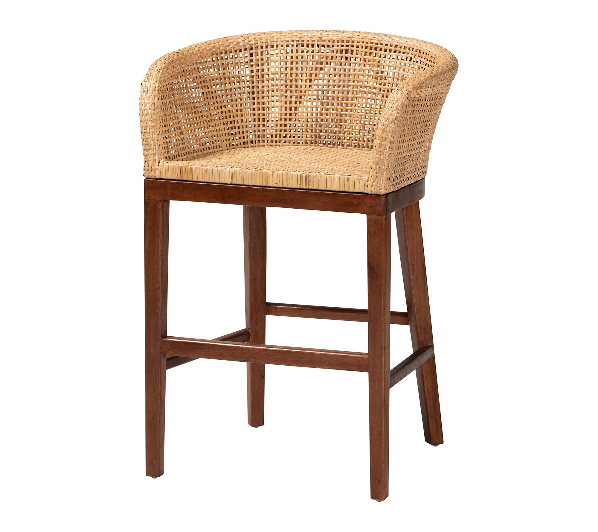 bali & pari Papua Brown Natural Rattan and Wood Counter Stool