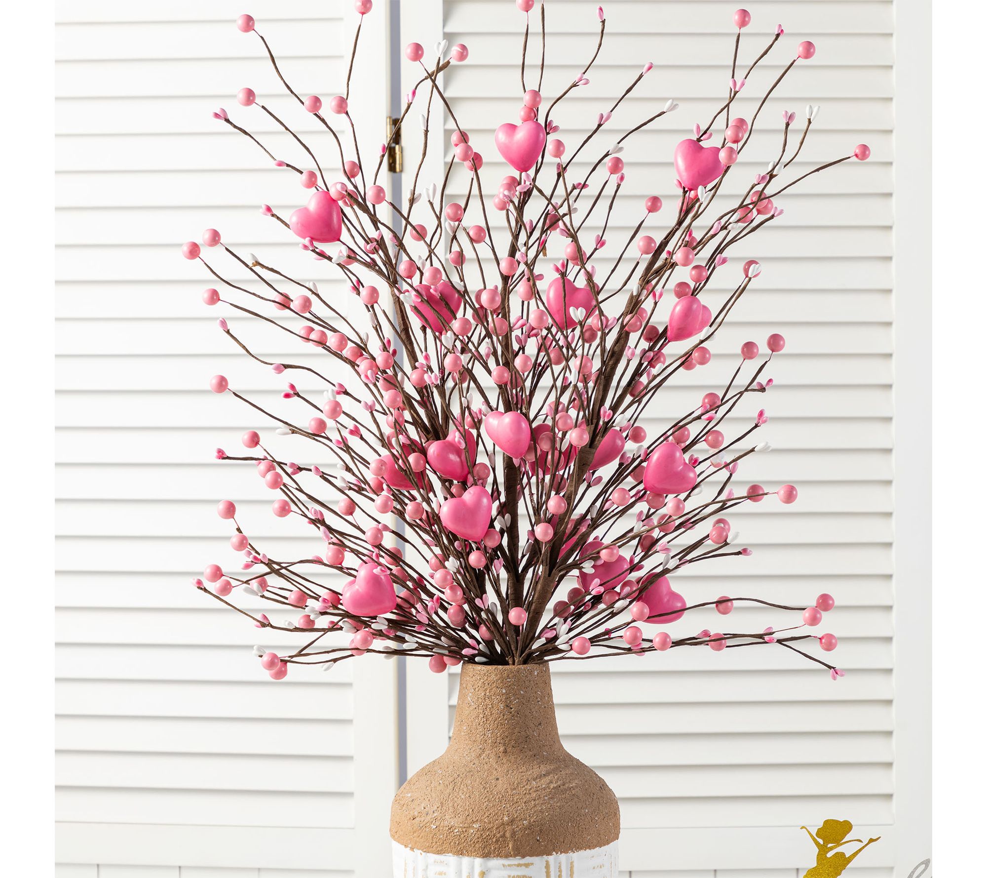 Glitzhome Set of 2 28"H Valentine's Berry &Heart Picks