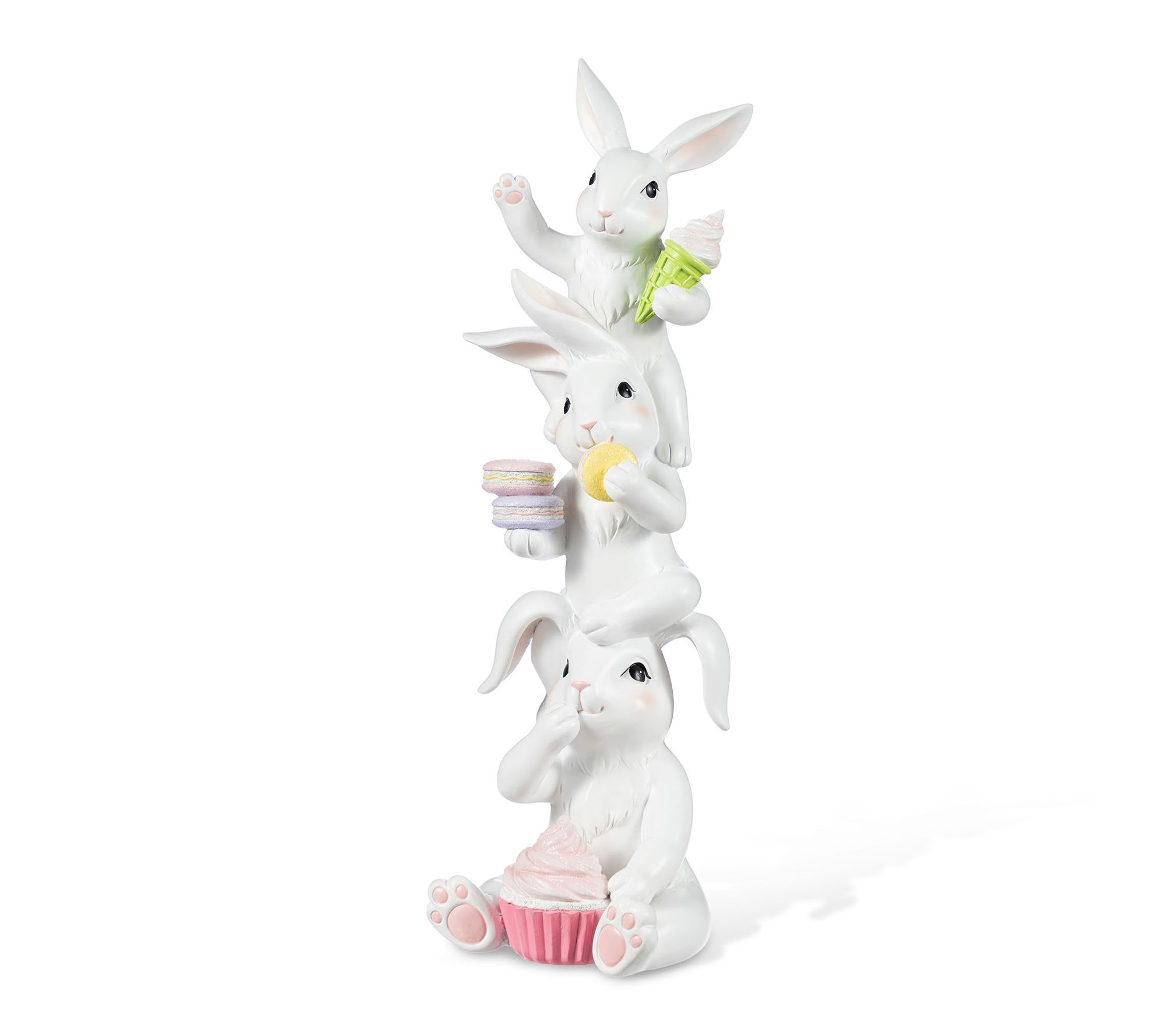 Glitzhome 17.5"H Easter Stacked Bunny Macaron Table Decor