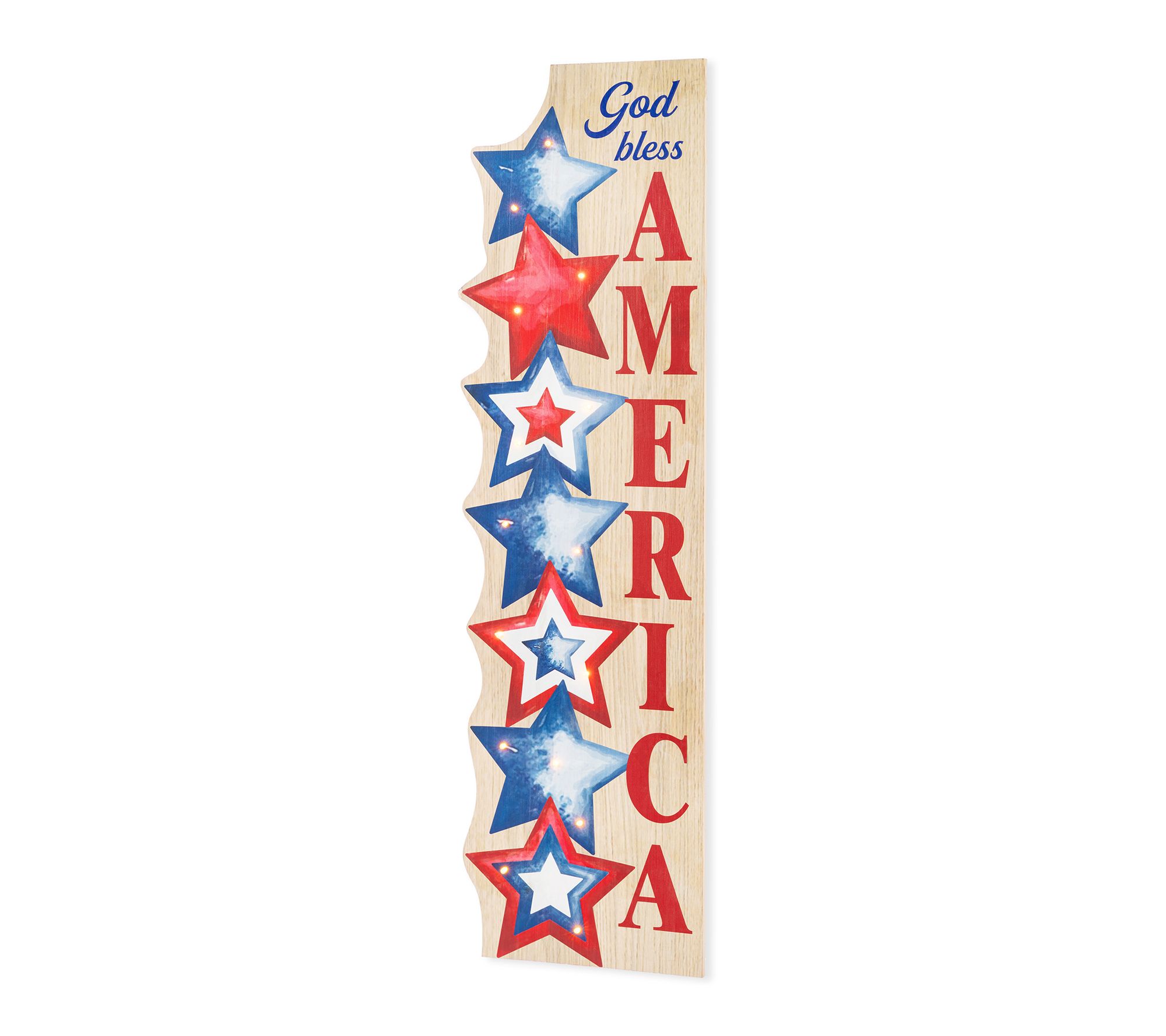 Glitzhome 42"H  Patriotic Americana Stacked Stars Porch Sign