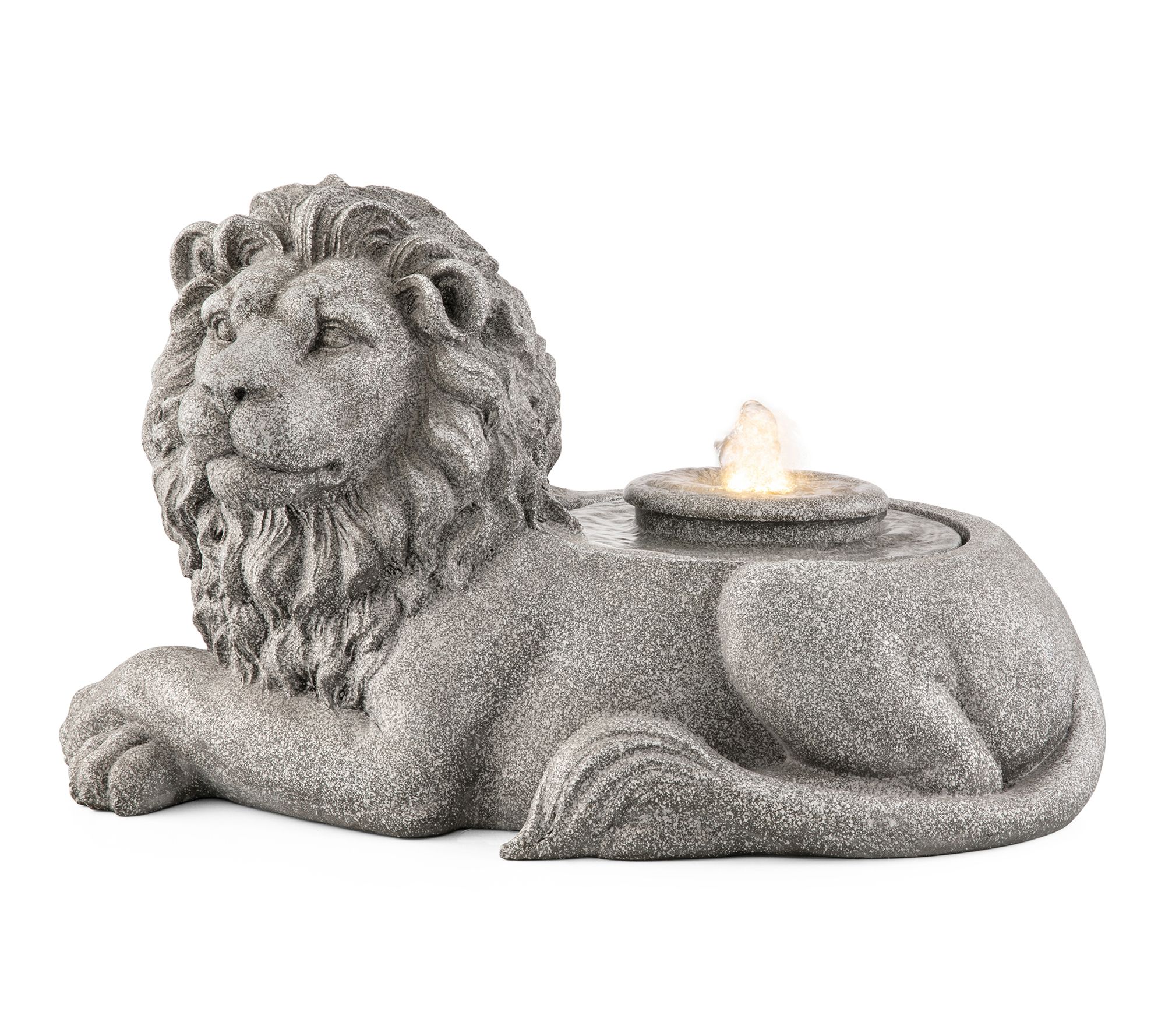 Glitzhome 20"L Zen-Style Lying Lion Polyresin Outdoor Fountain