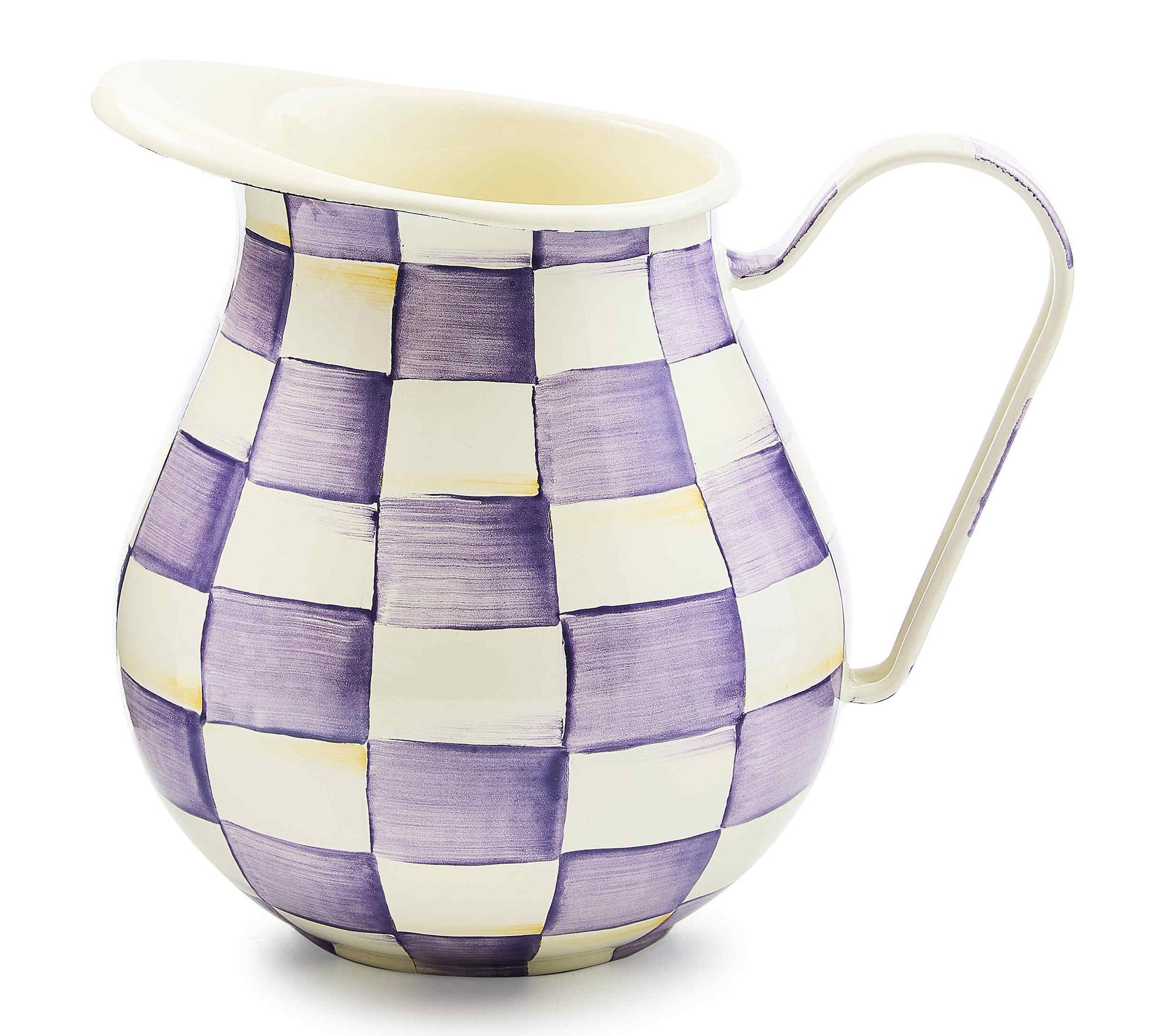 MacKenzie- Childs Violet Check Enamel Pitcher