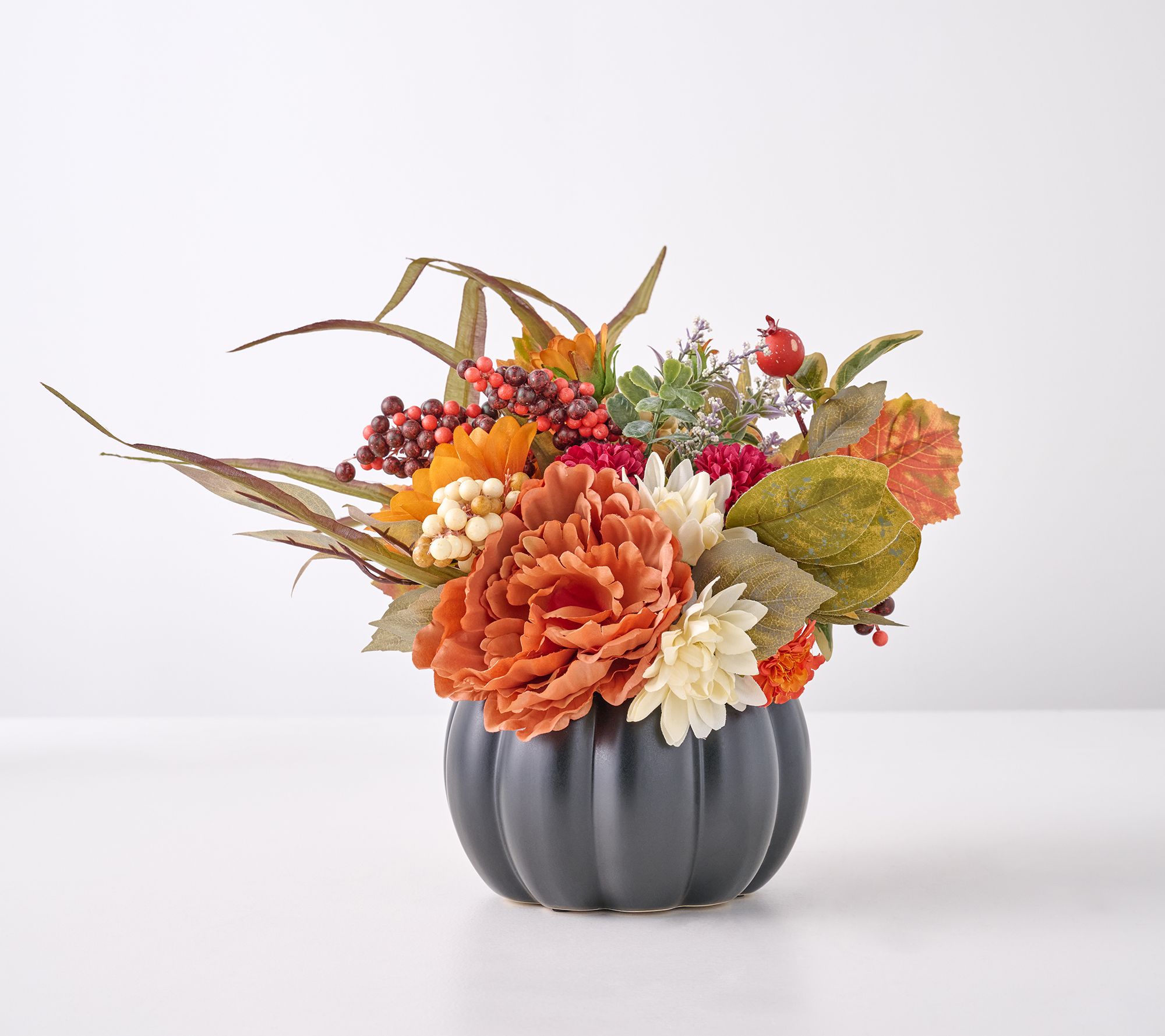 Autumnal Centerpiece in Pumpkin Pot by Valerie