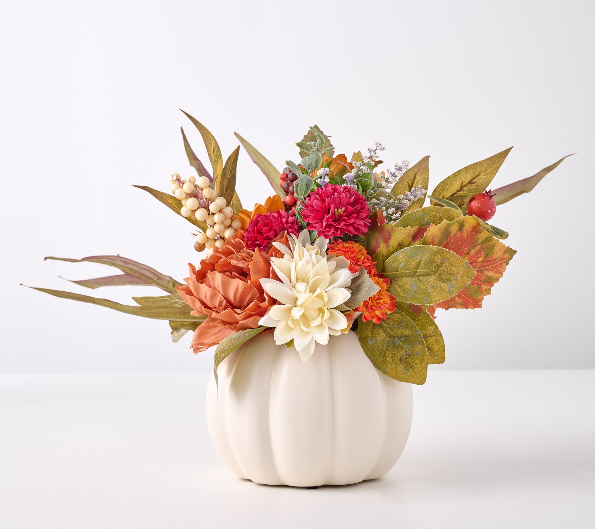 Autumnal Centerpiece in Pumpkin Pot by Valerie