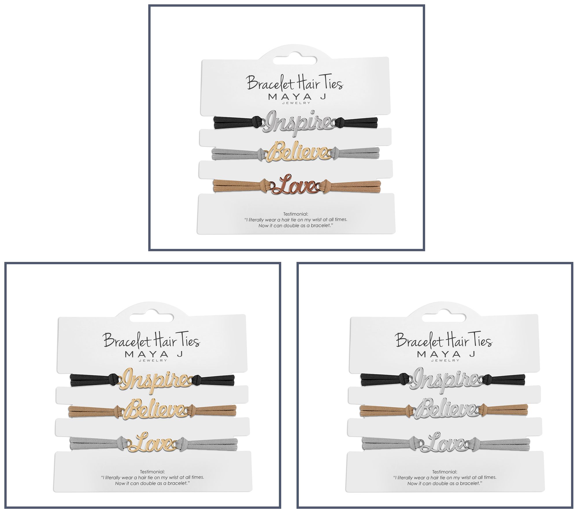 Maya J. Jewelry Set of 9 Inspirational Hair Tie Bracelets