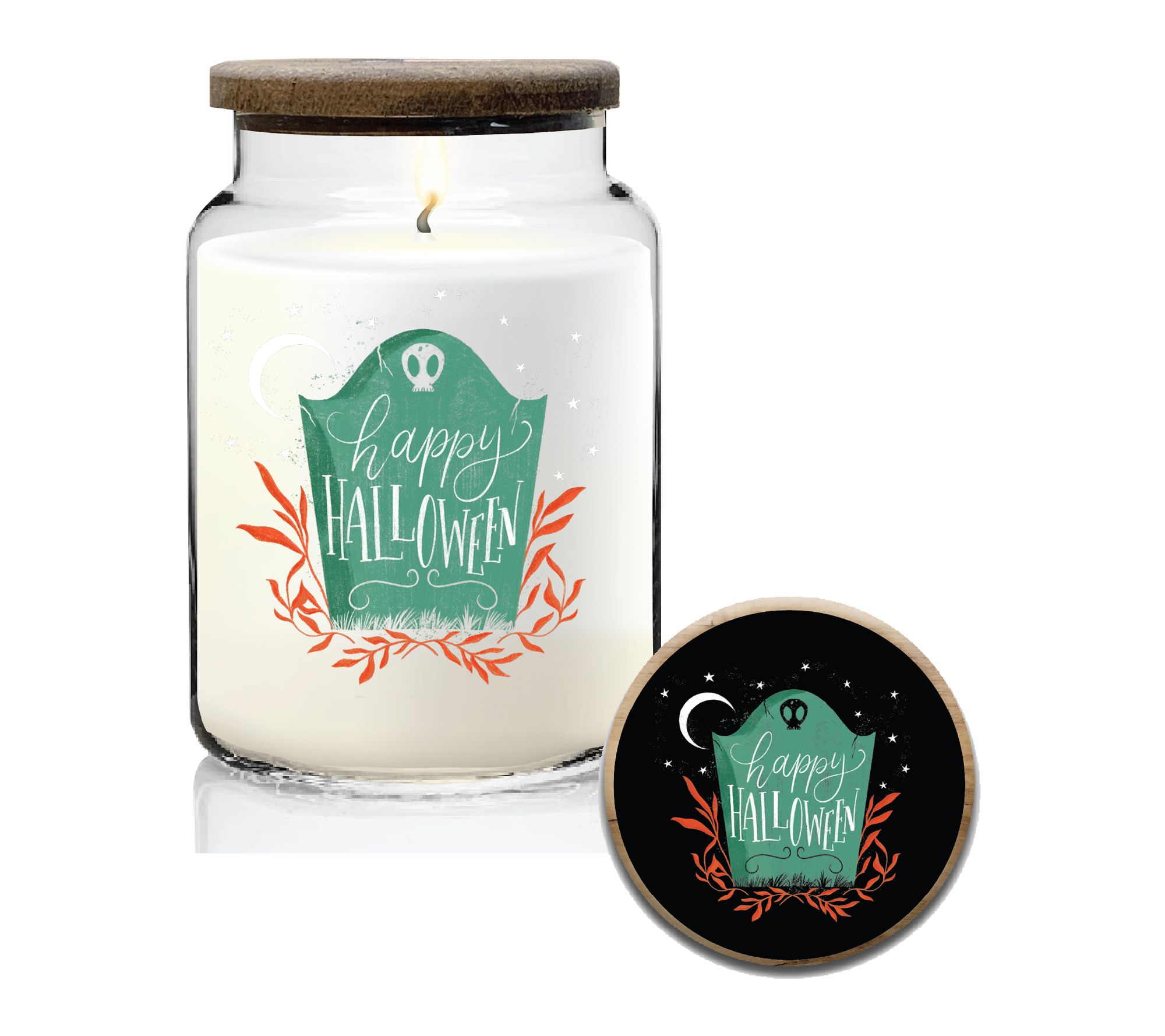 Courtside Market Cute Halloween I 21 oz Candle with Wooden Lid