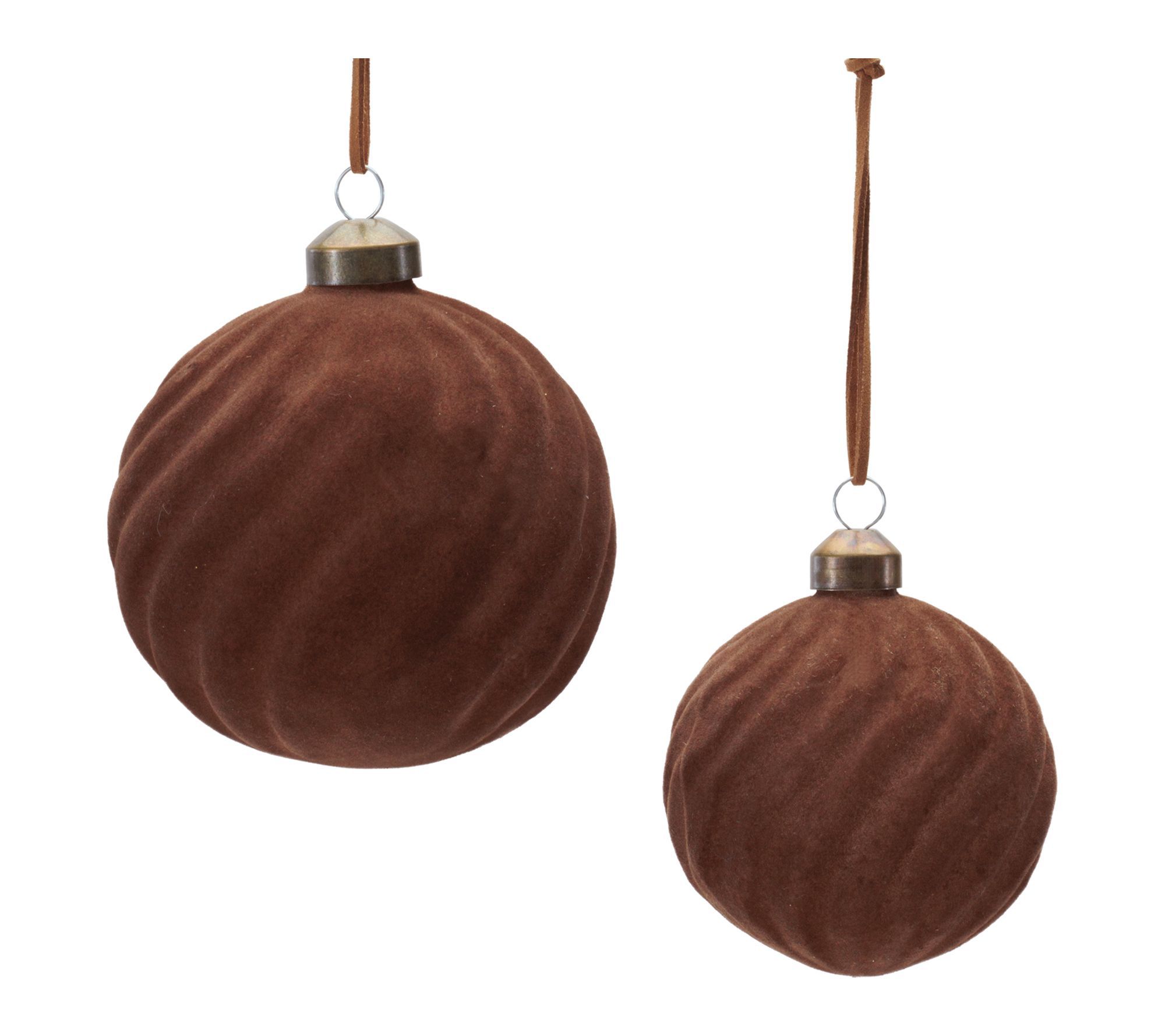 Melrose Flocked Ribbed Glass Ball Ornament (Set of 6)