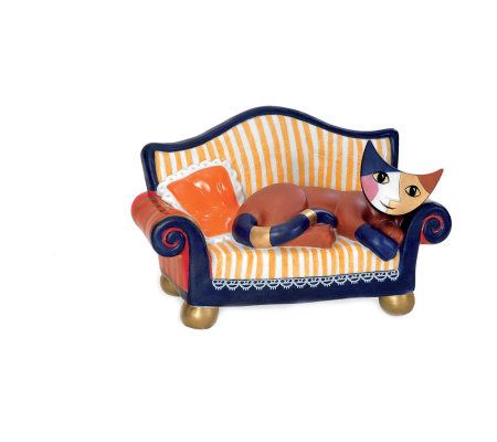 Wachtmeister Cacao Sofa Cat Figurine by Goebelwith Music Box - QVC.com