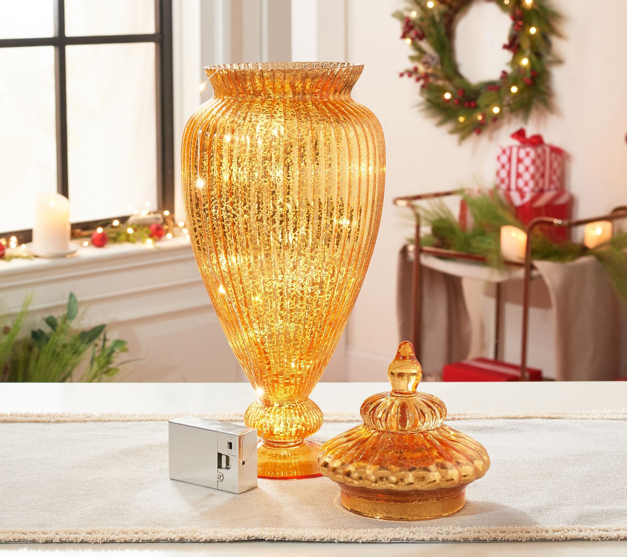 20" Illuminated Mercury Glass Apothecary Jar by Valerie