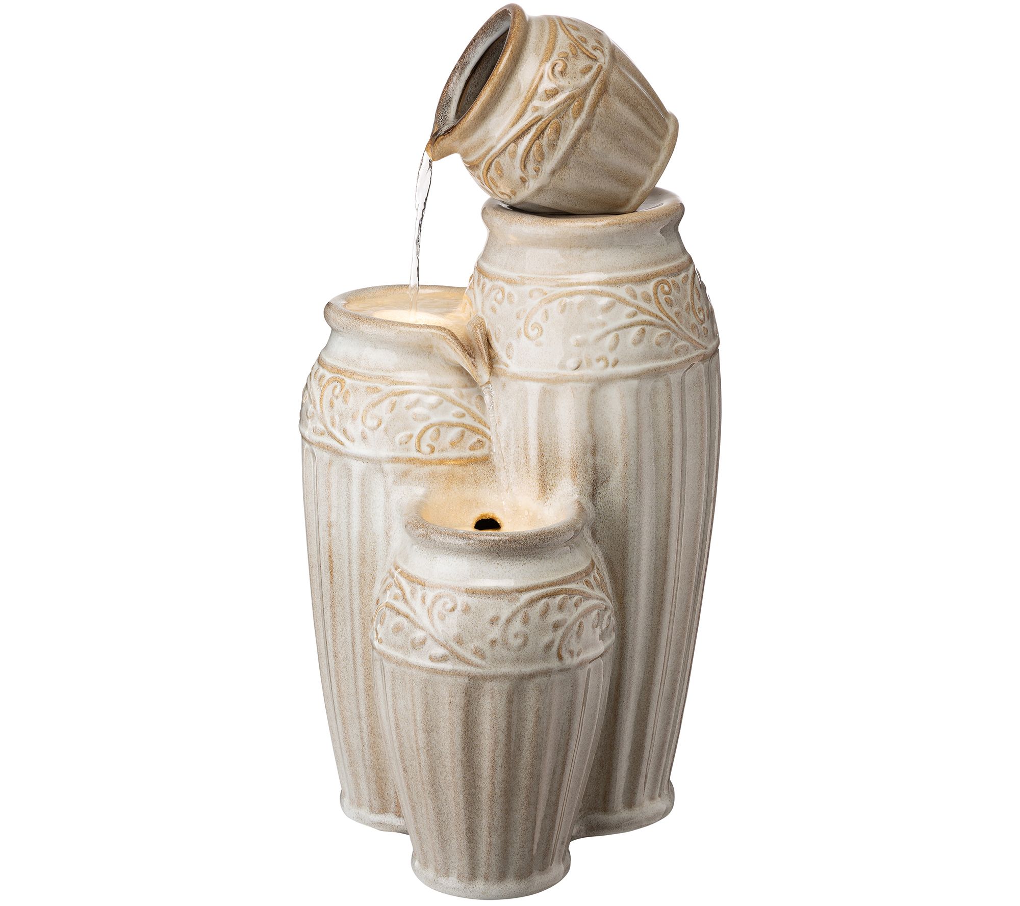 Glitzhome Stack ing and Spillin g Urn LED Water Fountain