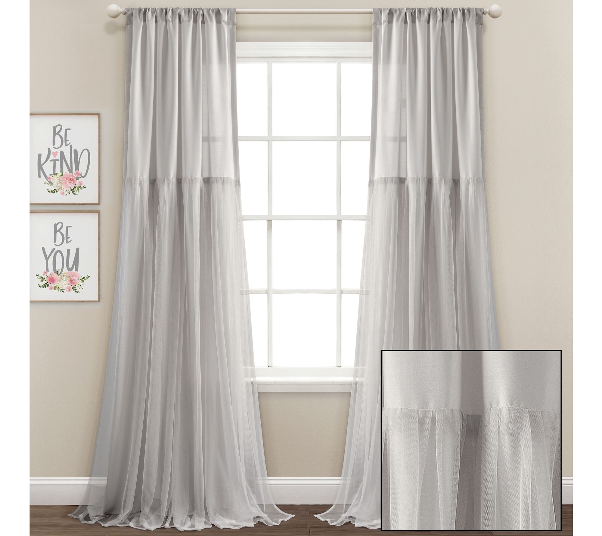 Lush Decor Tulle Skirt Solid 40x84 Window Panels