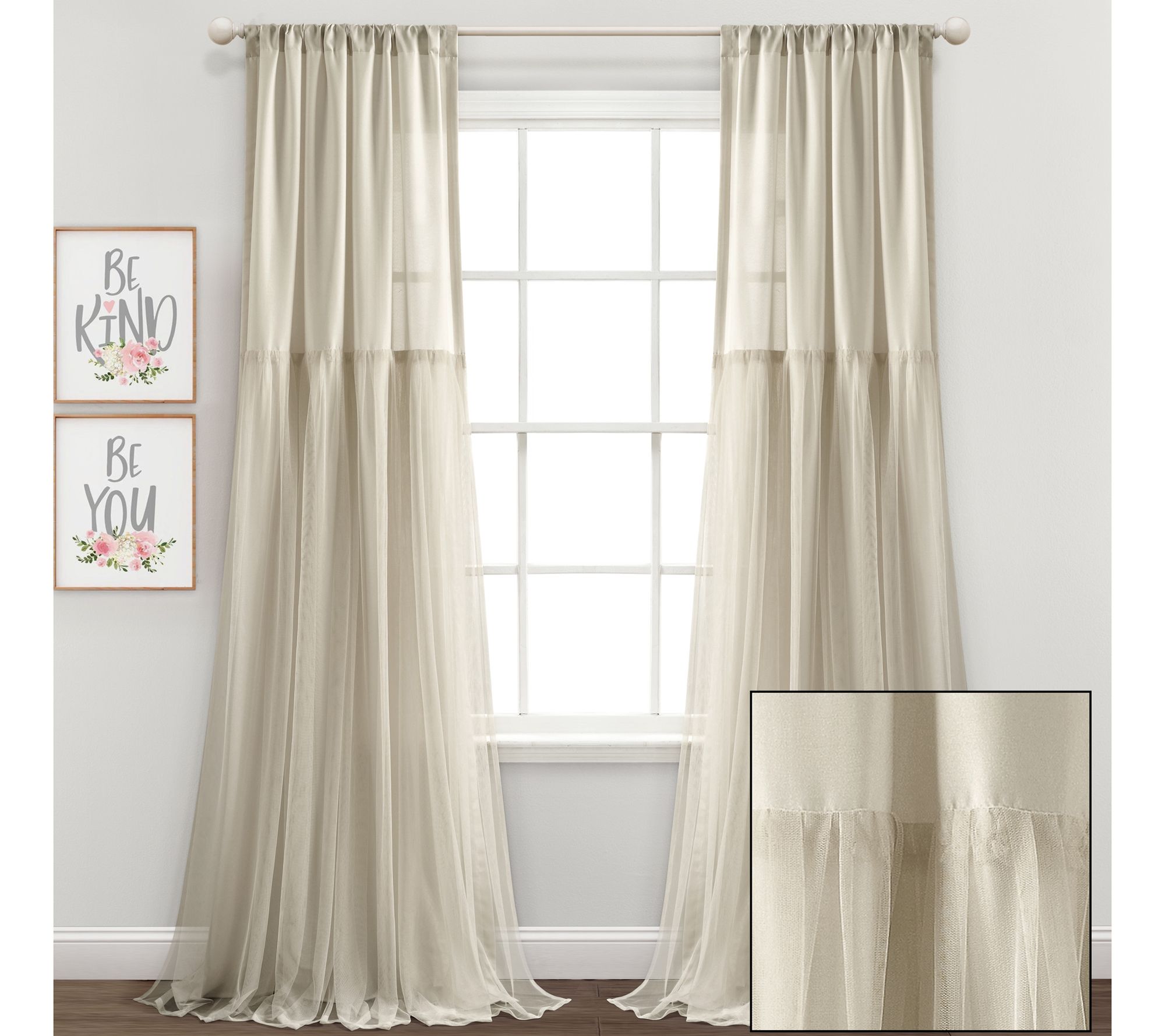 Lush Decor Tulle Skirt Solid 40x84 Window Panels