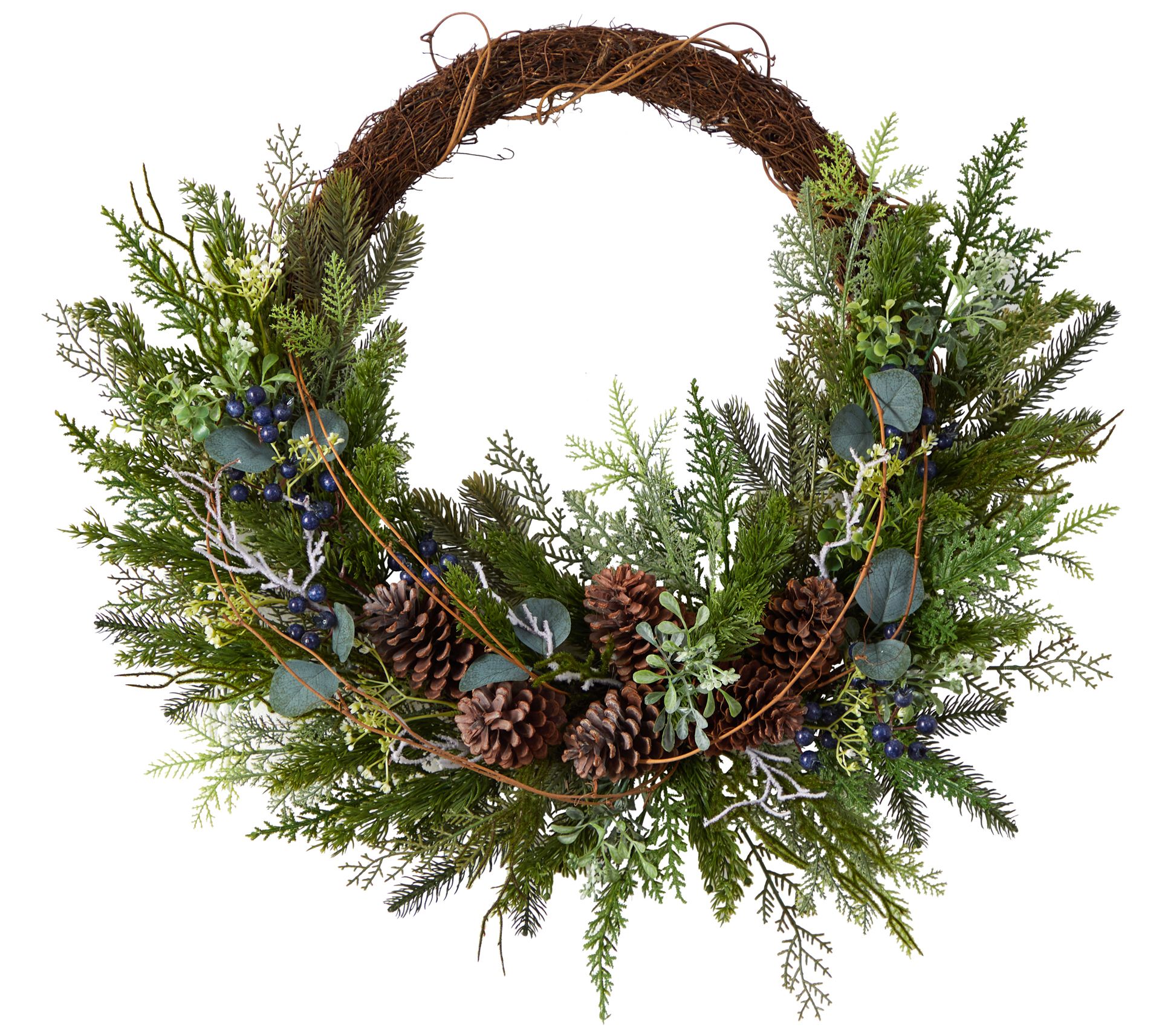 Nearly Natural 30" Pine & Pinecone Christmas Wr eath/Twig Ring